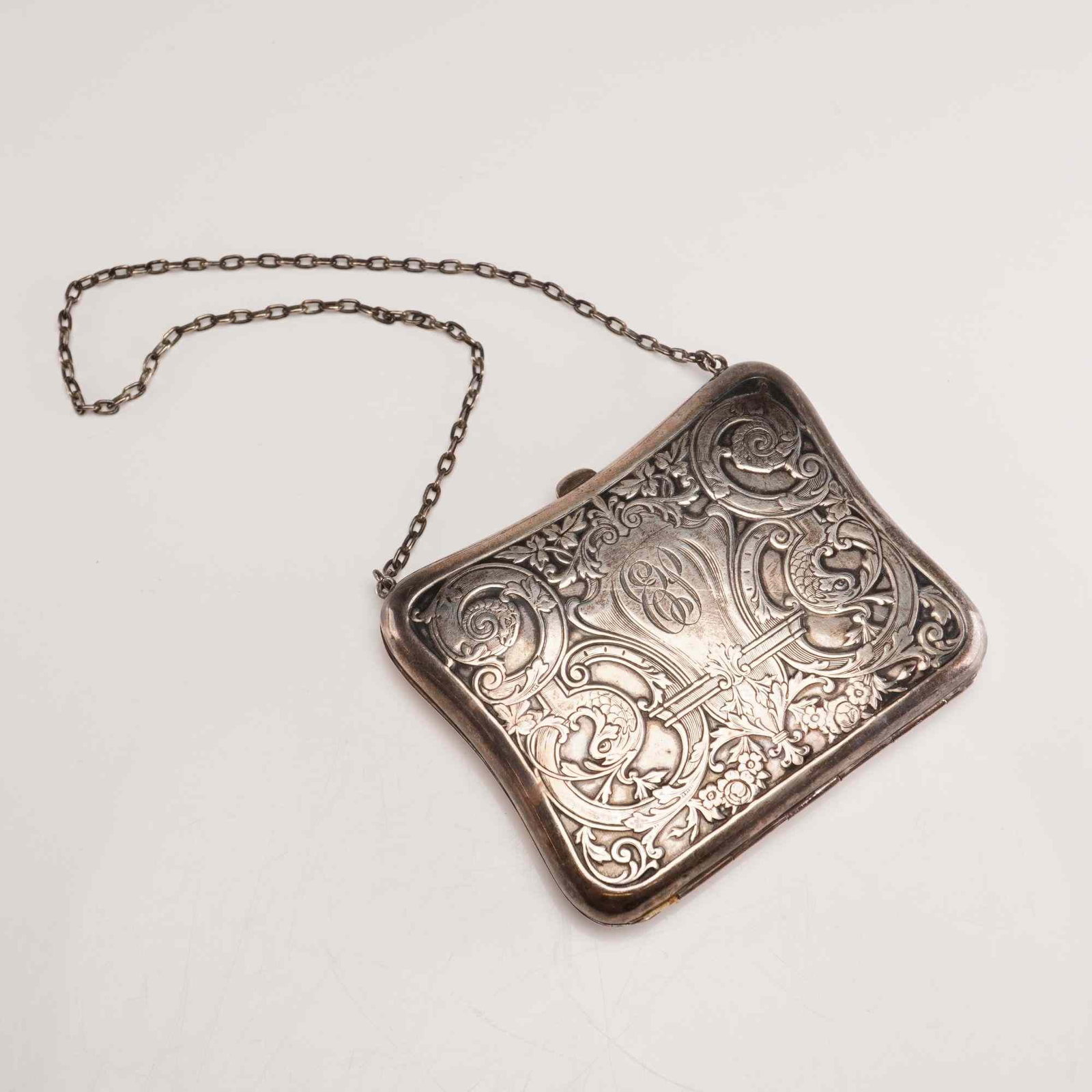 Art Nouveau Sterling Silver Change Purse with Monogram (1 of 3)