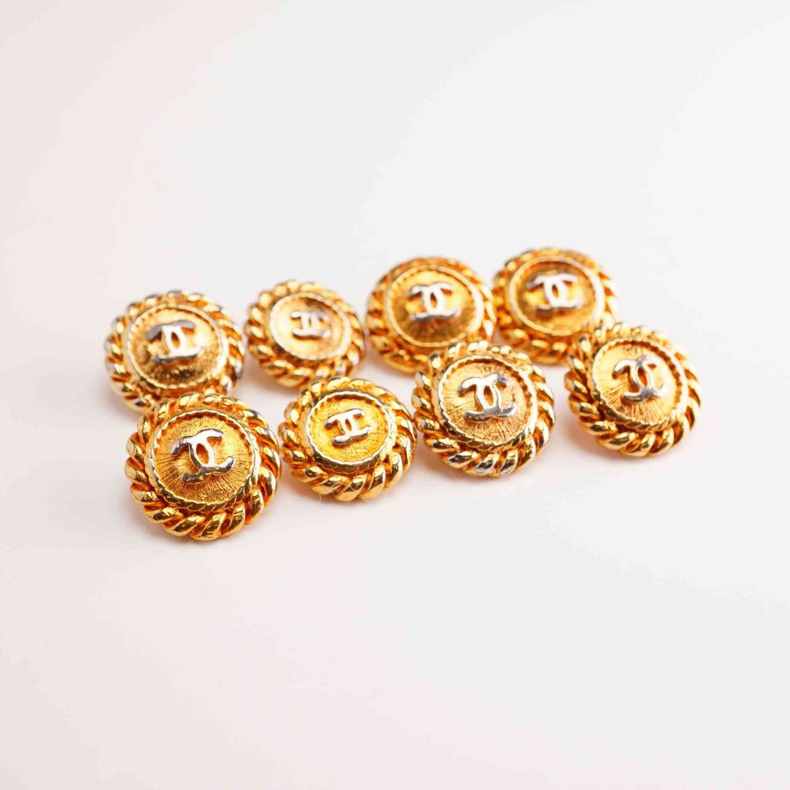8pc Chanel Gold Tone Metal CC Logo Buttons (1 of 3)