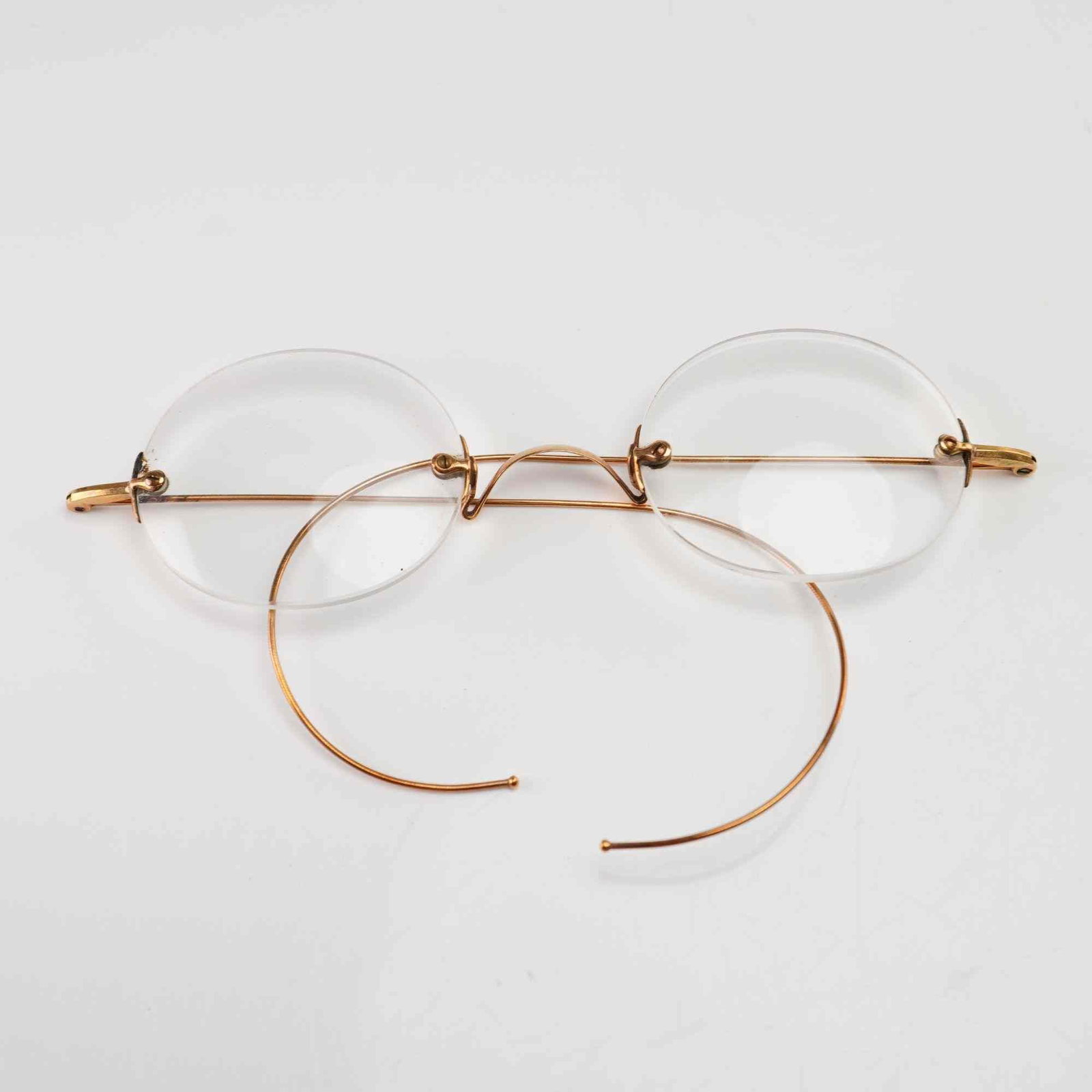 EB&CO. Antique Rimless Bifocal Spectacles, Gold-Filled Metal (1 of 3)