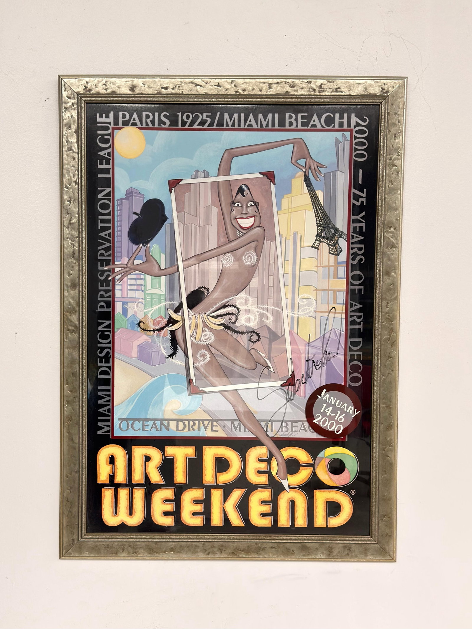 Sebastian Paul 2000 Josephine Baker Art Deco Weekend Miami Beach Poster, Signed (1 of 6)