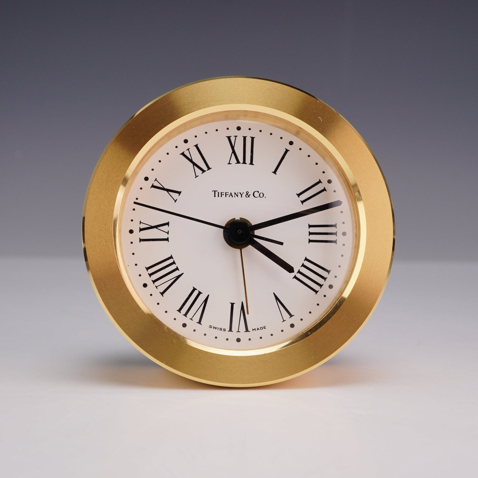 Tiffany & Co. Swiss Made Brass Desk Alarm Clock (1 of 3)