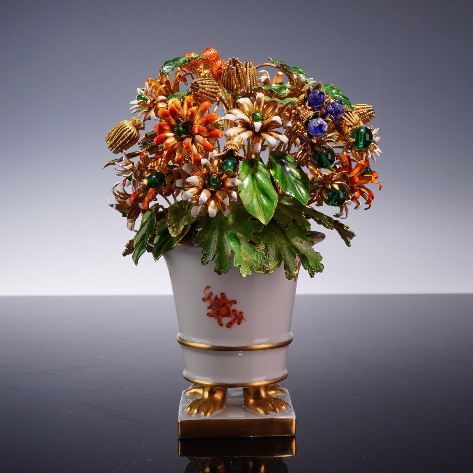 Herend Chinese Bouquet Rust Urn with Jane Hutcheson Fleurs des Siecles Arrangement (1 of 3)