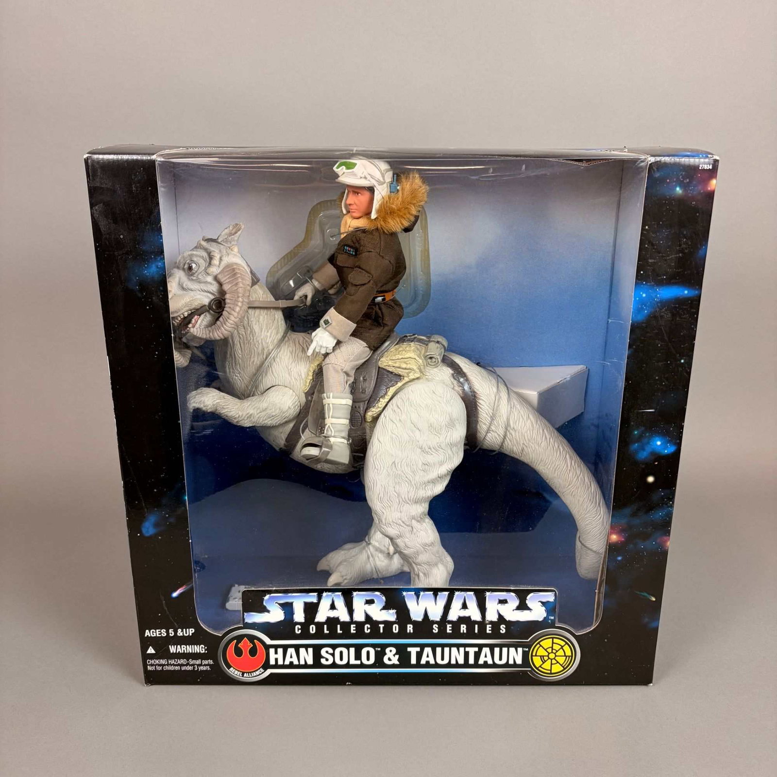 Kenner Star Wars Collector Series Figures, Han Solo and Tauntaun: A Star Wars Collector Series large figure set produced by Kenner in 1997. The set features a 12-inch scale Han Solo action figure and a Tauntaun creature. Han Solo is outfitted in an authentically sty
