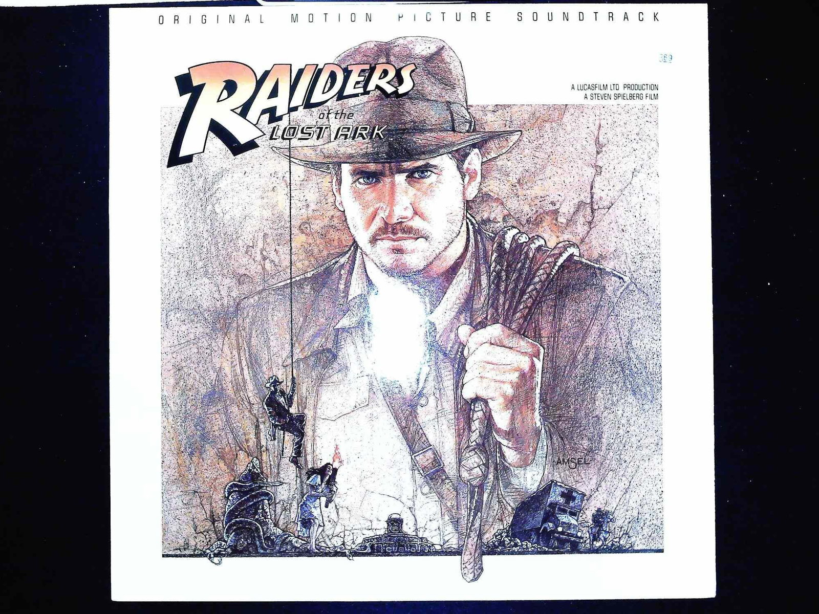 Raiders of the Lost Ark Original Motion Picture Soundtrack Promotional Vinyl LP 1981: This lot features a first-pressing promotional vinyl LP of the original motion picture soundtrack for the 1981 Lucasfilm Ltd. production Raiders of the Lost Ark. The score was composed and conducted