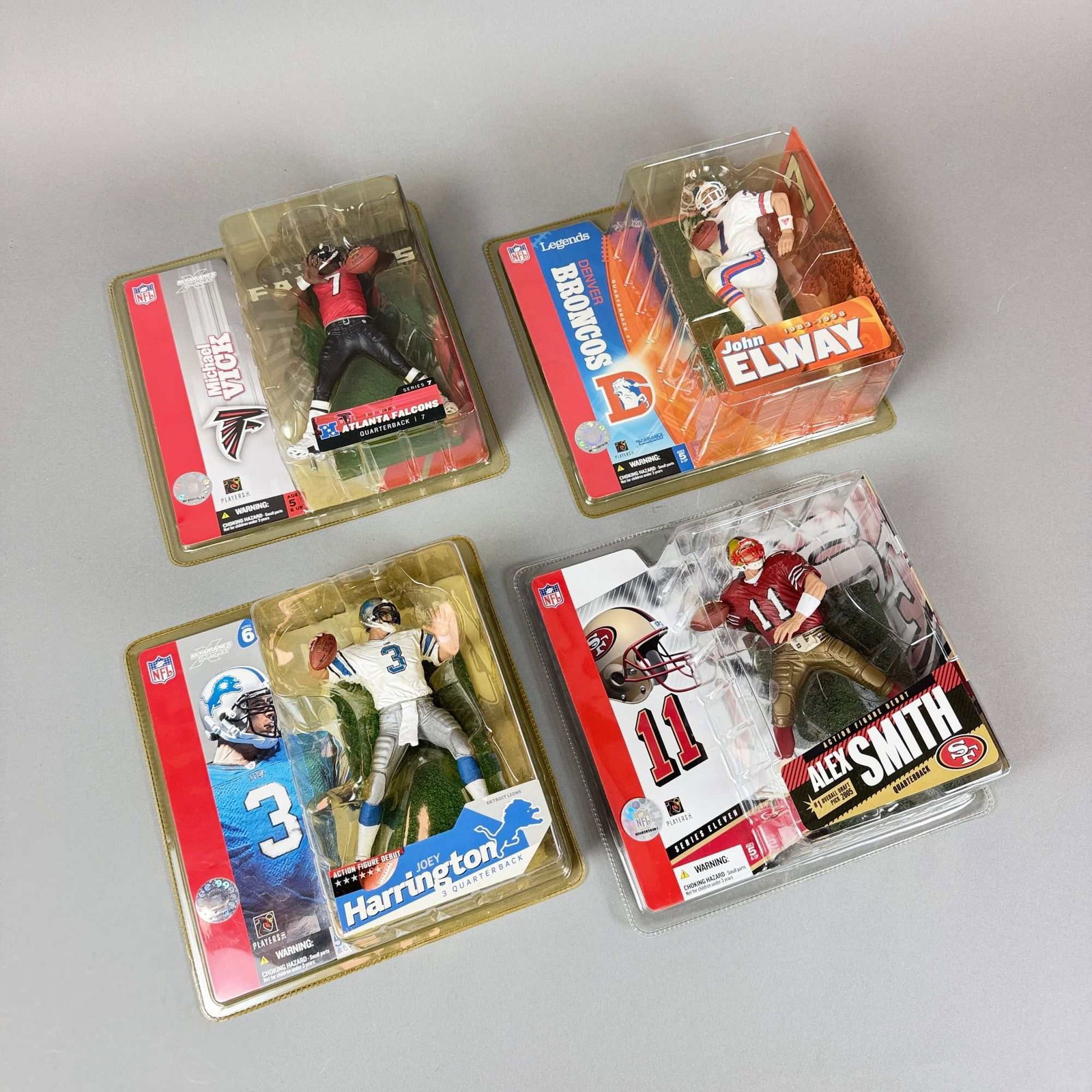 4pc NFL McFarlane Toys Sportspicks Action Figures featuring Michael Vick, John Elway, Joey (1 of 3)