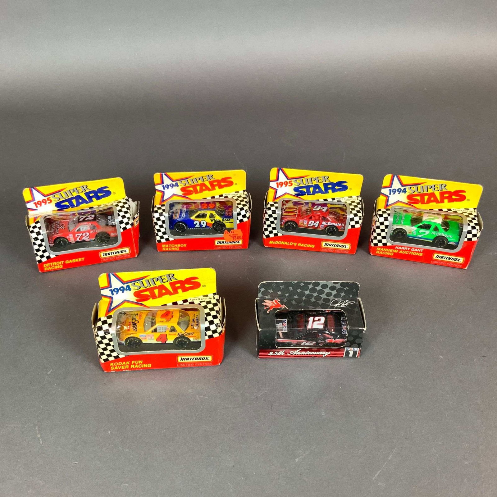 Six NASCAR 1/64 Scale Die-Cast Model Cars Including Matchbox Super Stars Series (1 of 3)