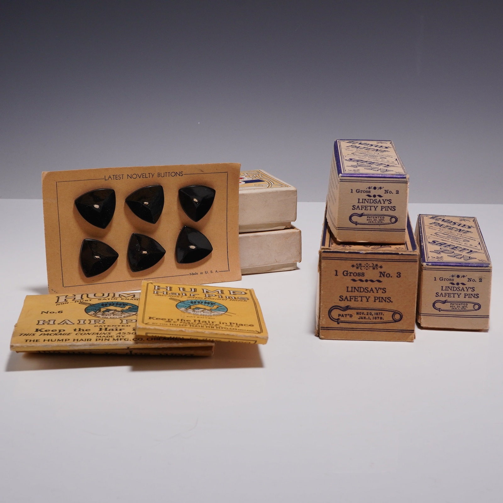 9pc Vintage Items Including Mosti's Antiseptic Soap, Lindsay's Safety Pins, and Hump Hair Pins (1 of 3)