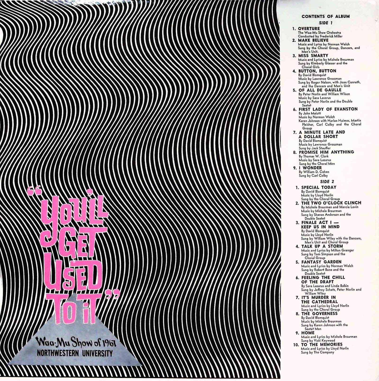 1967 Northwestern University Waa-Mu Show Youll Get Used to It Album Jacket (1 of 2)