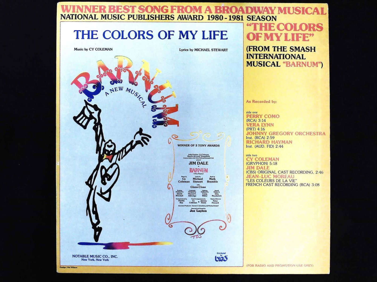 Cy Coleman Michael Stewart Barnum Promotional Record (1 of 3)
