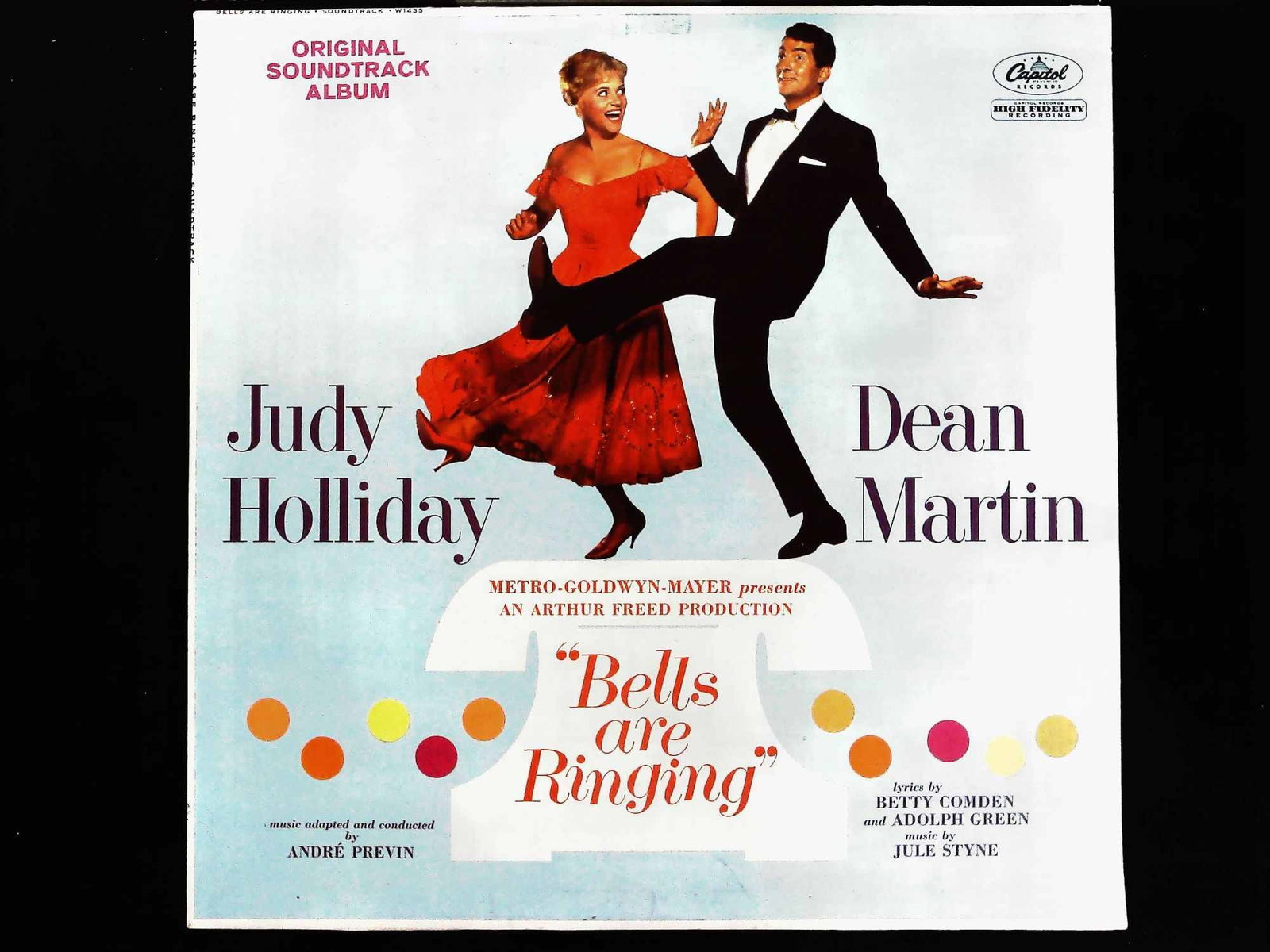 Judy Holliday & Dean Martin, Bells Are Ringing Soundtrack Capitol 1960 Mono: Judy Holliday and Dean Martin. Bells Are Ringing Original Soundtrack LP Album Record. Los Angeles: Capitol Records, 1960. Original US Mono pressing, catalog number W-1435. High Fidelity Recording. 12-