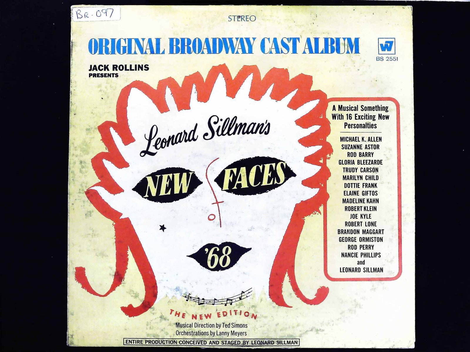 Leonard Sillman, New Faces '68 Cast Album Warner Bros. 1968 Promo Copy (1 of 3)