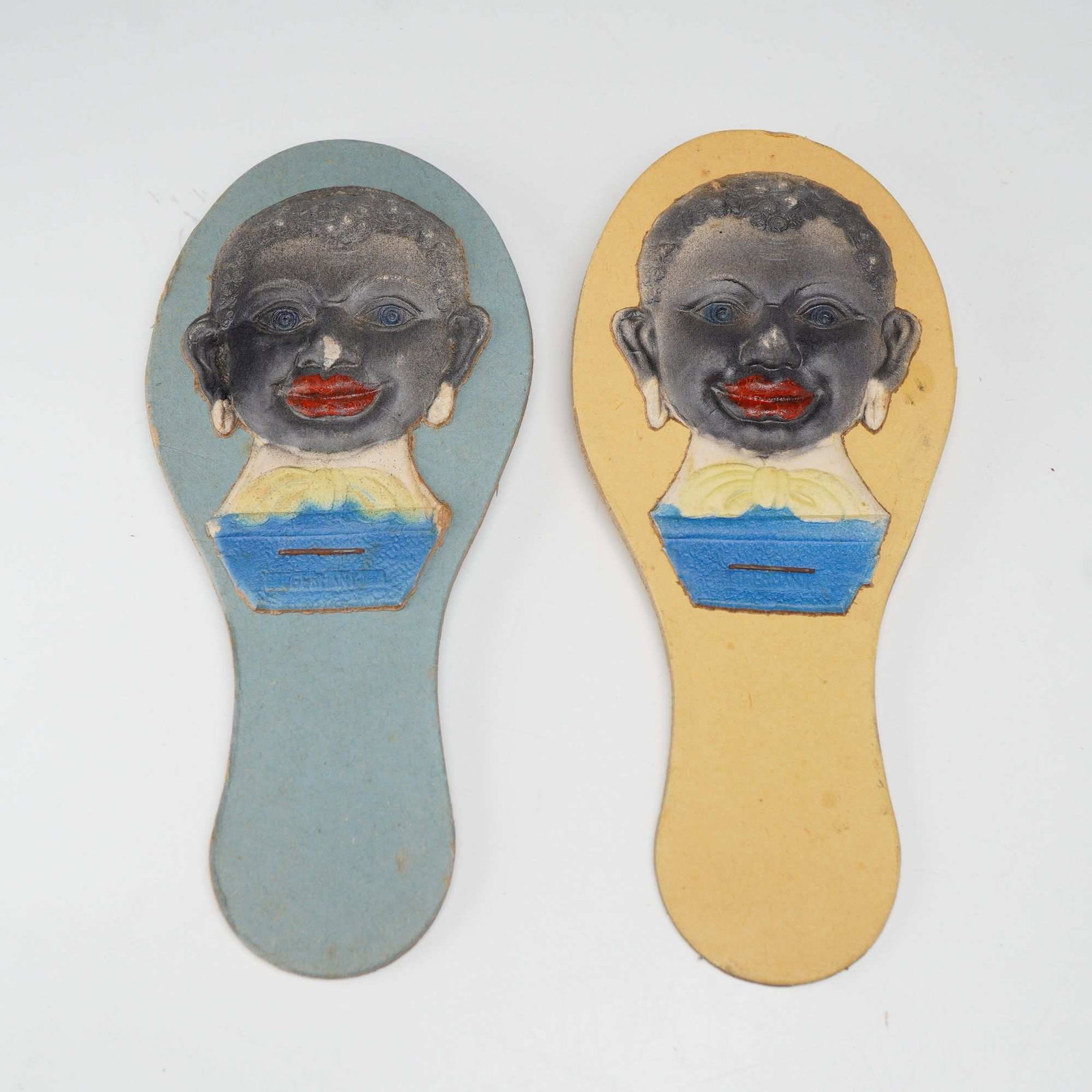 2pc Antique German Embossed Cardboard African American Clapper Noisemakers (1 of 3)