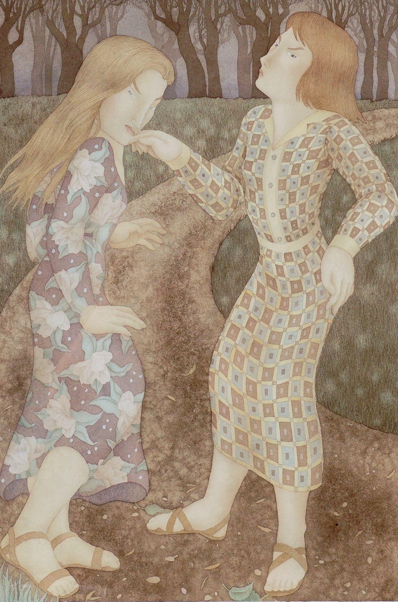 Leslie Anderson, Watercolor on Paper, Nagging Suspicions, Signed & Dated (1 of 7)