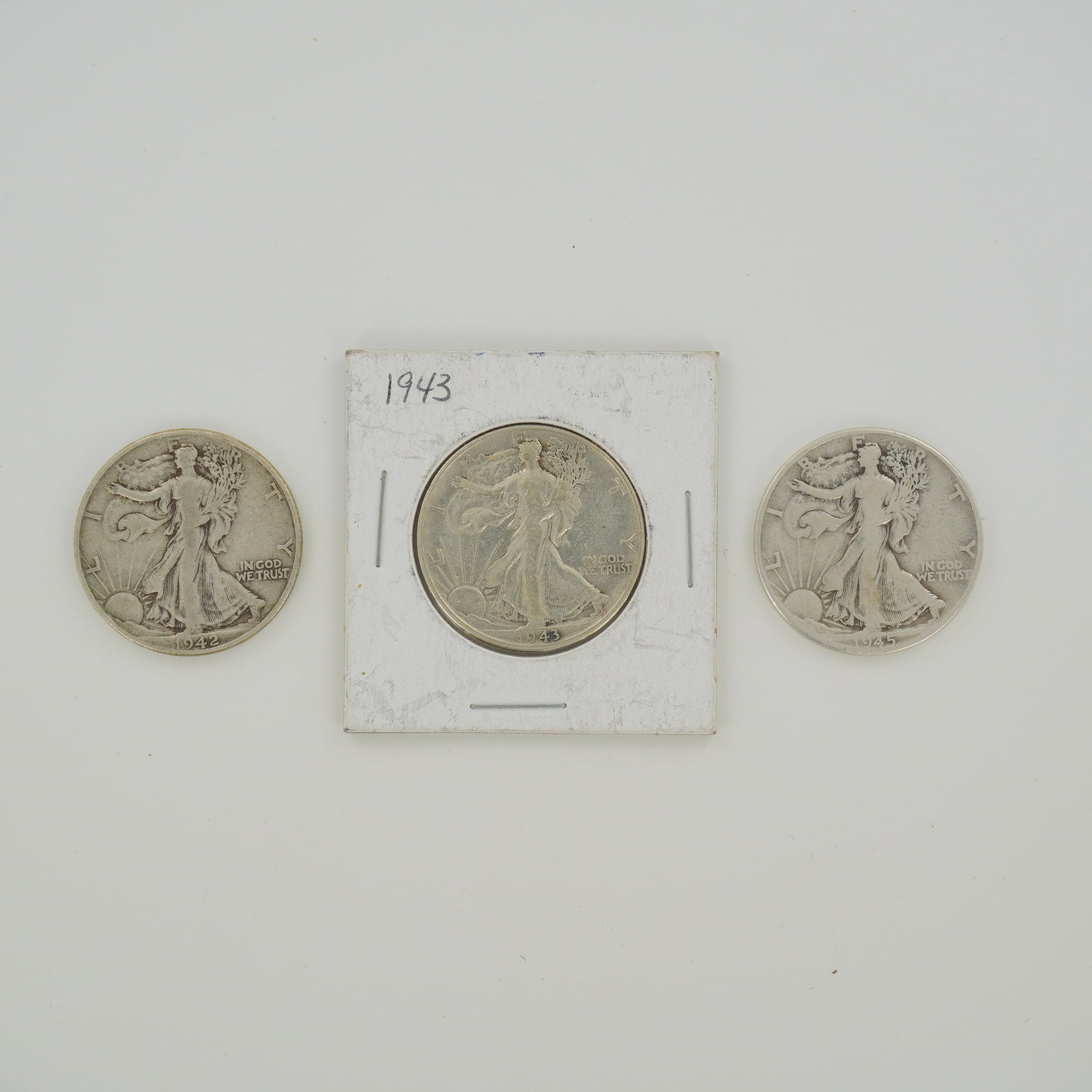 3pc US Walking Liberty Half Dollars, 1942, 1943, and 1945 (1 of 4)