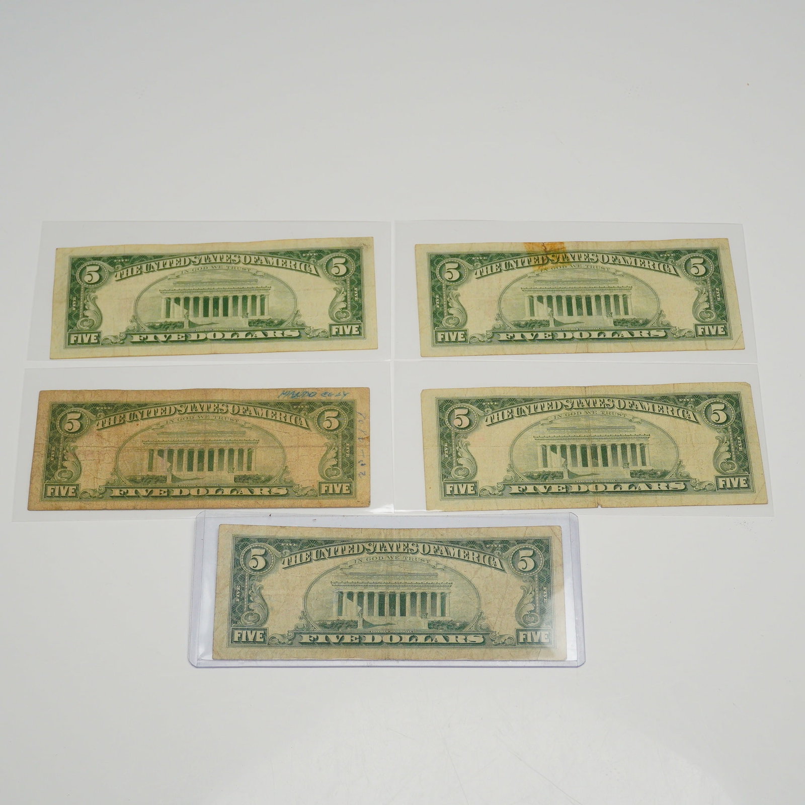 Five 1963 US Five Dollars Red Seal Star Notes - 2