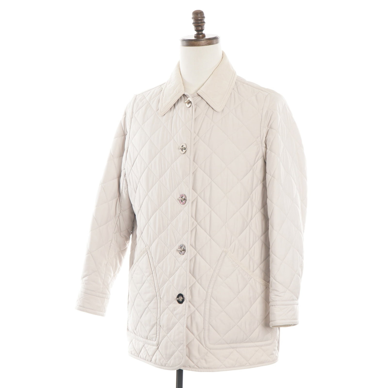 Coach Large Size 10 Cream Quilted Signature C Turnlock Jacket (1 of 4)