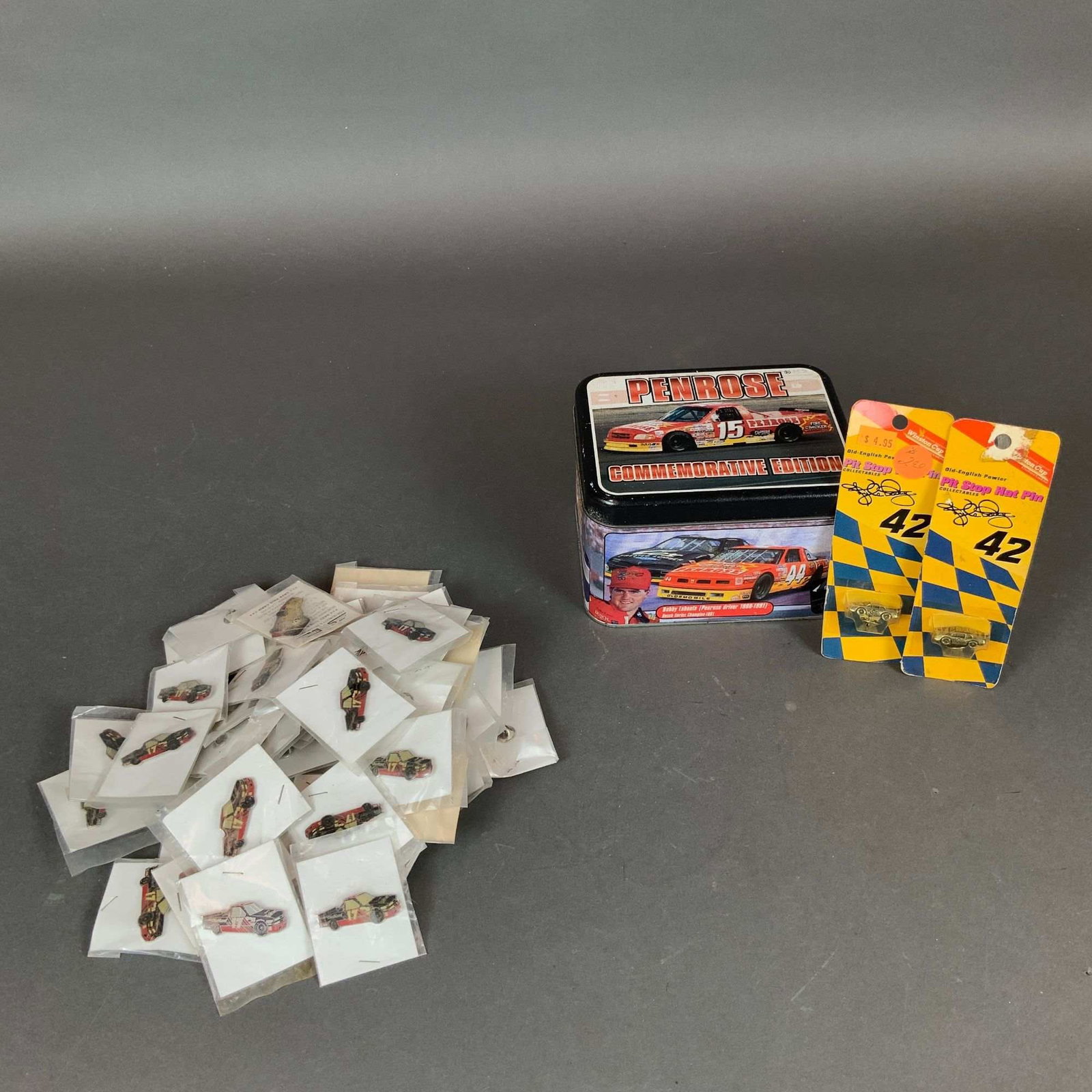 Collection of NASCAR Memorabilia, Penrose Commemorative Tin & Pins (1 of 4)