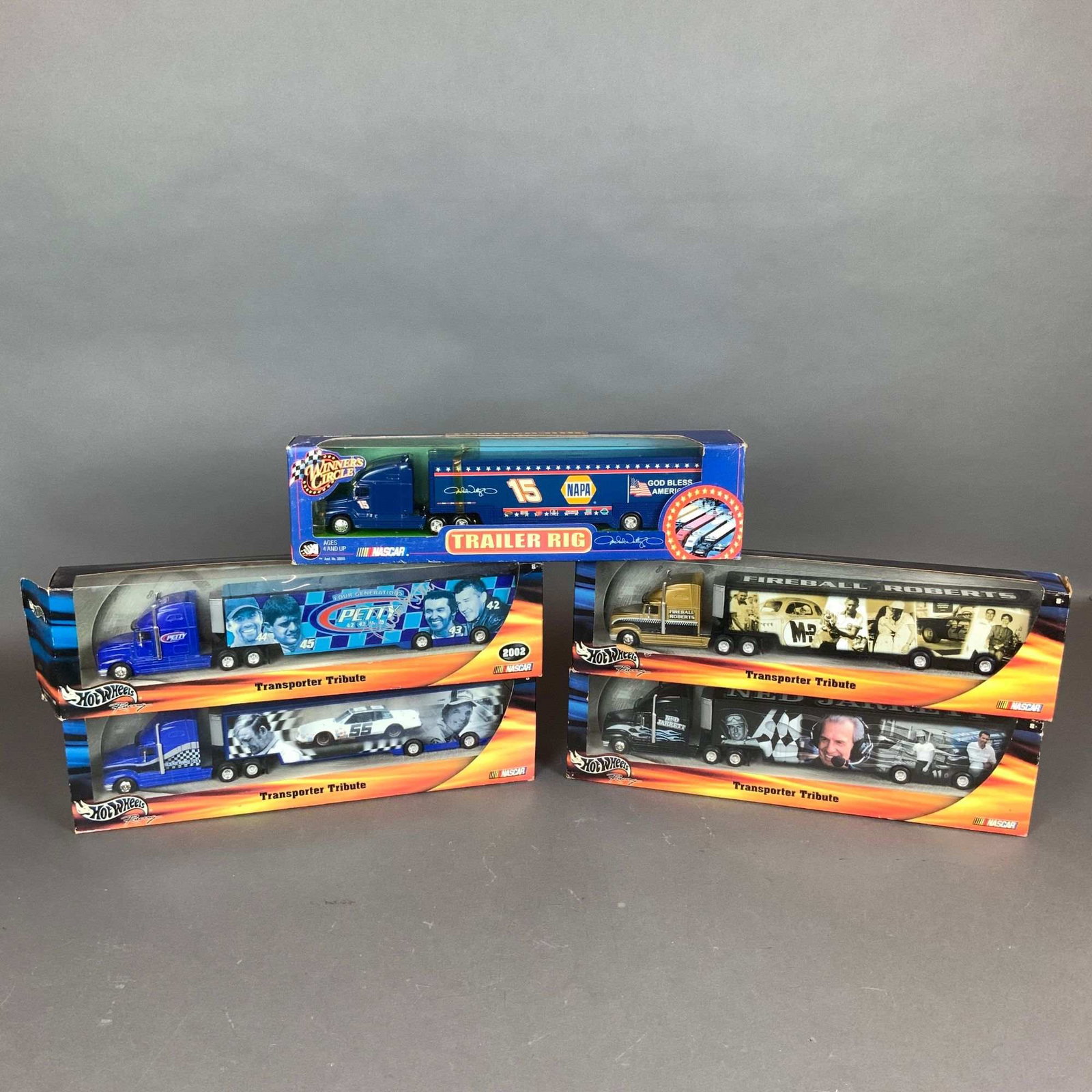 Five Hot Wheels Racing and Winner's Circle NASCAR Transporter Model Trucks (1 of 4)