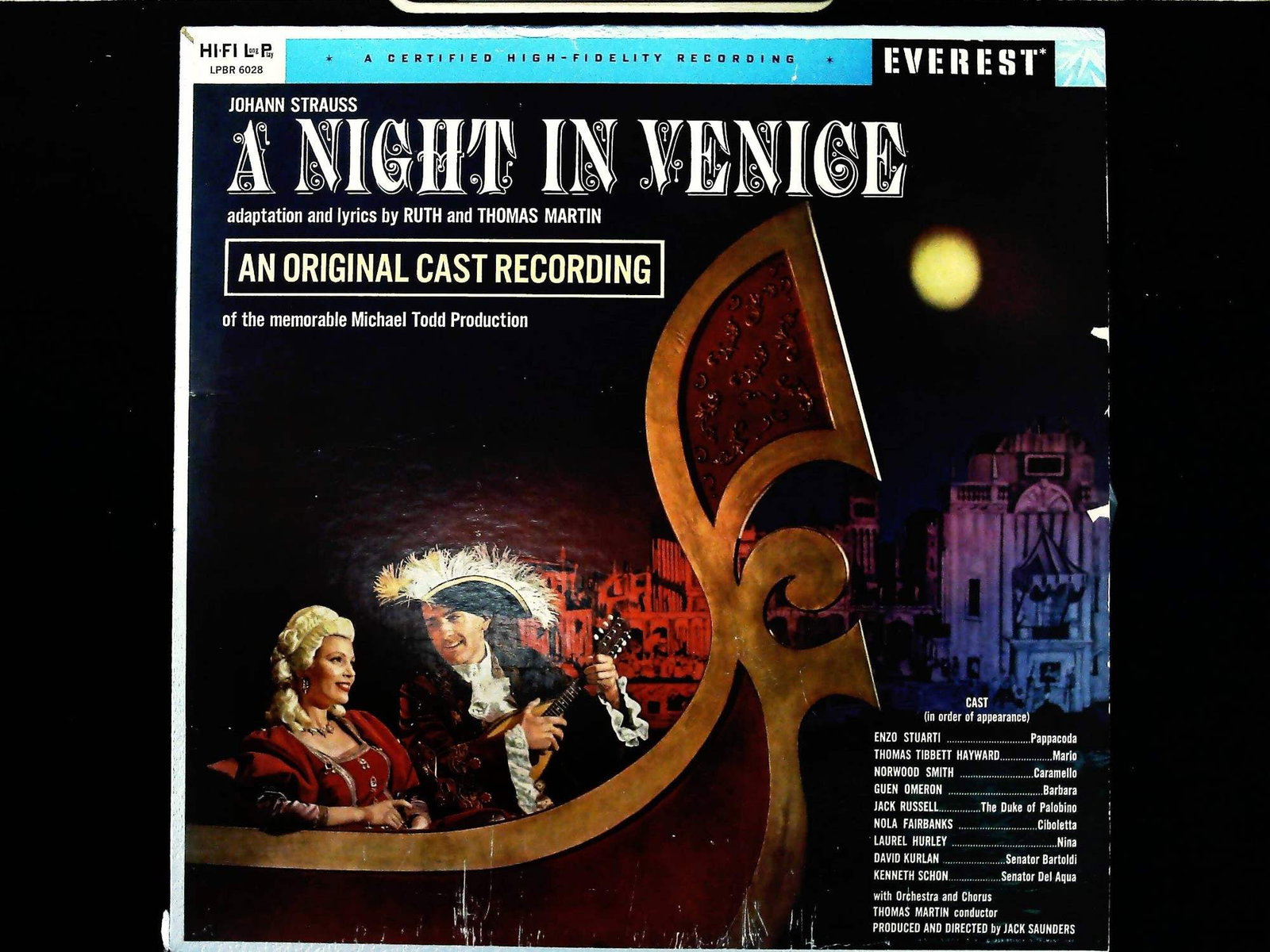 Johann Strauss A Night in Venice Original Cast Recording Everest LPBR 6028 Promotional Copy LP (1 of 3)