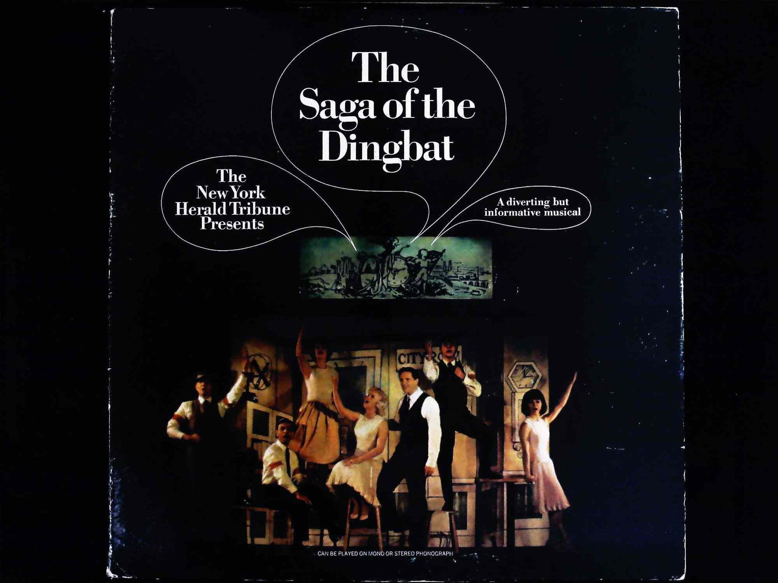 The Saga of the Dingbat (1965) Industrial Musical Vinyl LP Starring Hal Linden: A vintage 12-inch vinyl record in original album cover for the 1965 industrial musical production The Saga of the Dingbat, presented by The New York Herald Tribune. This promotional souvenir recording