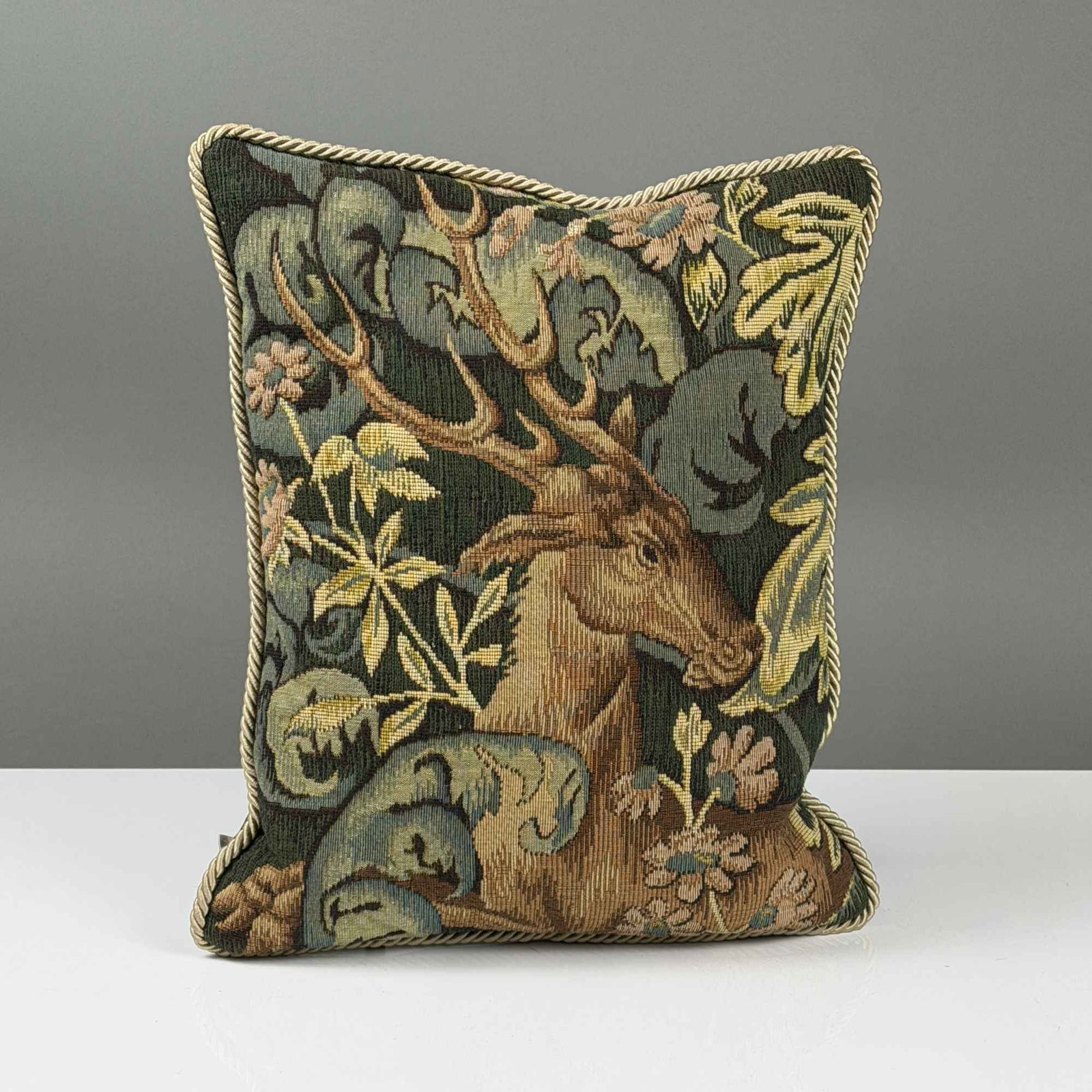 CJC St. Simons Island Handwoven Tapestry Throw Pillow Depicting a Stag (1 of 5)