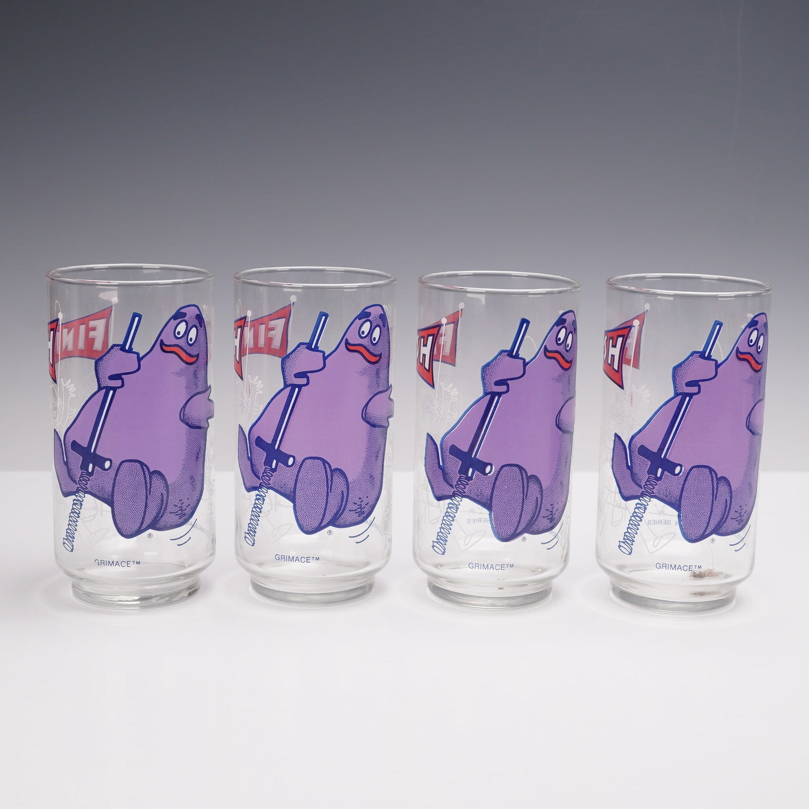 4pc Grimace McDonaldland Glasses 1977 Action Series (1 of 3)
