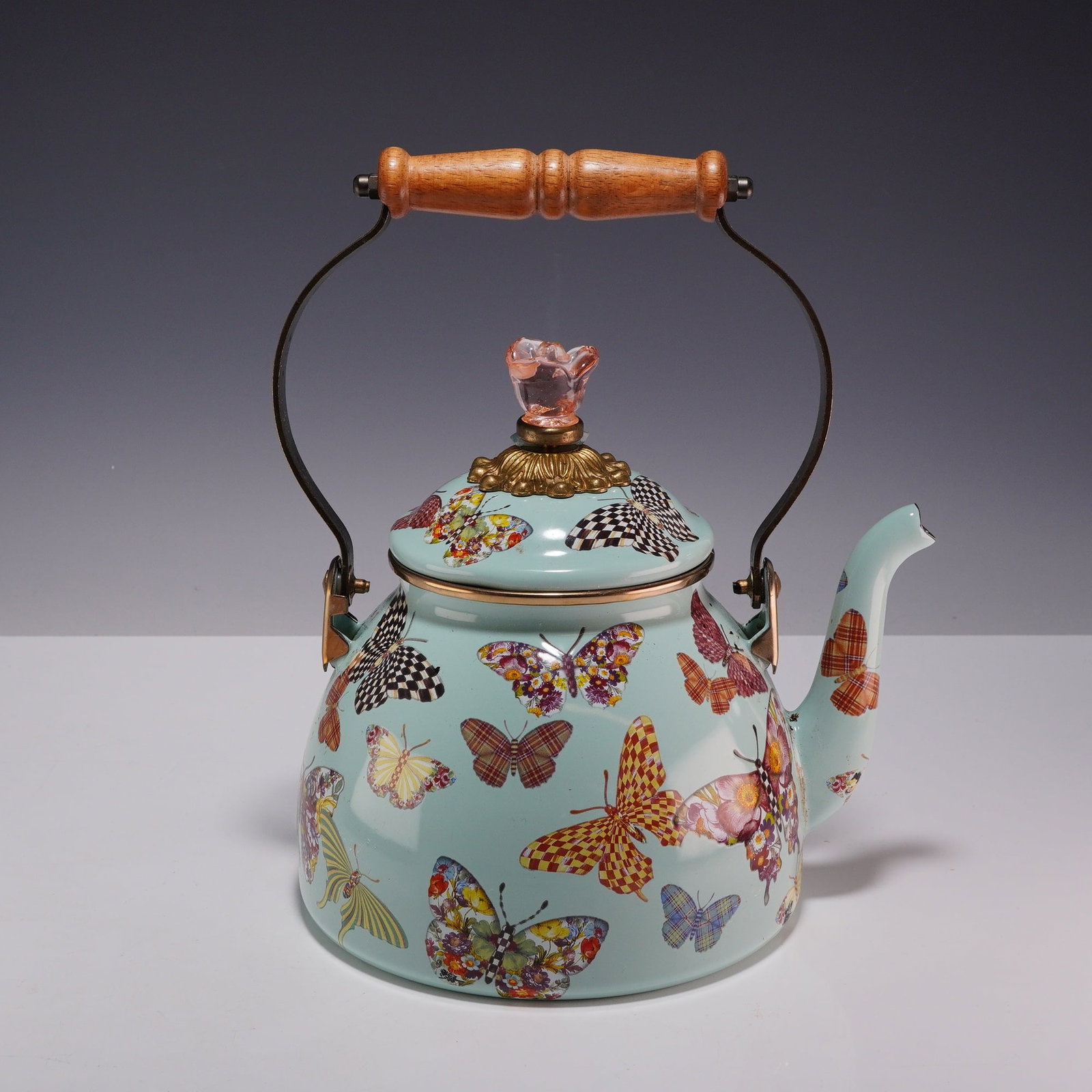 MacKenzie-Childs Butterfly Garden Enamel 2-Quart Tea Kettle (1 of 3)