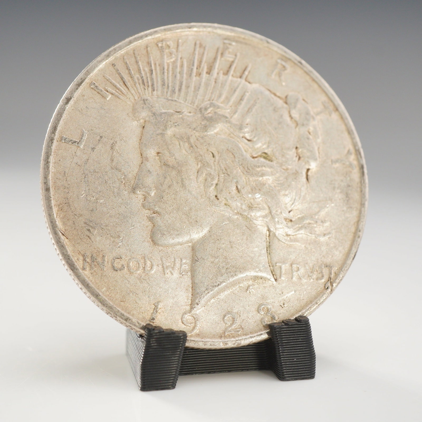 1923-D US Peace Silver One Dollar Coin, Circulated (1 of 2)