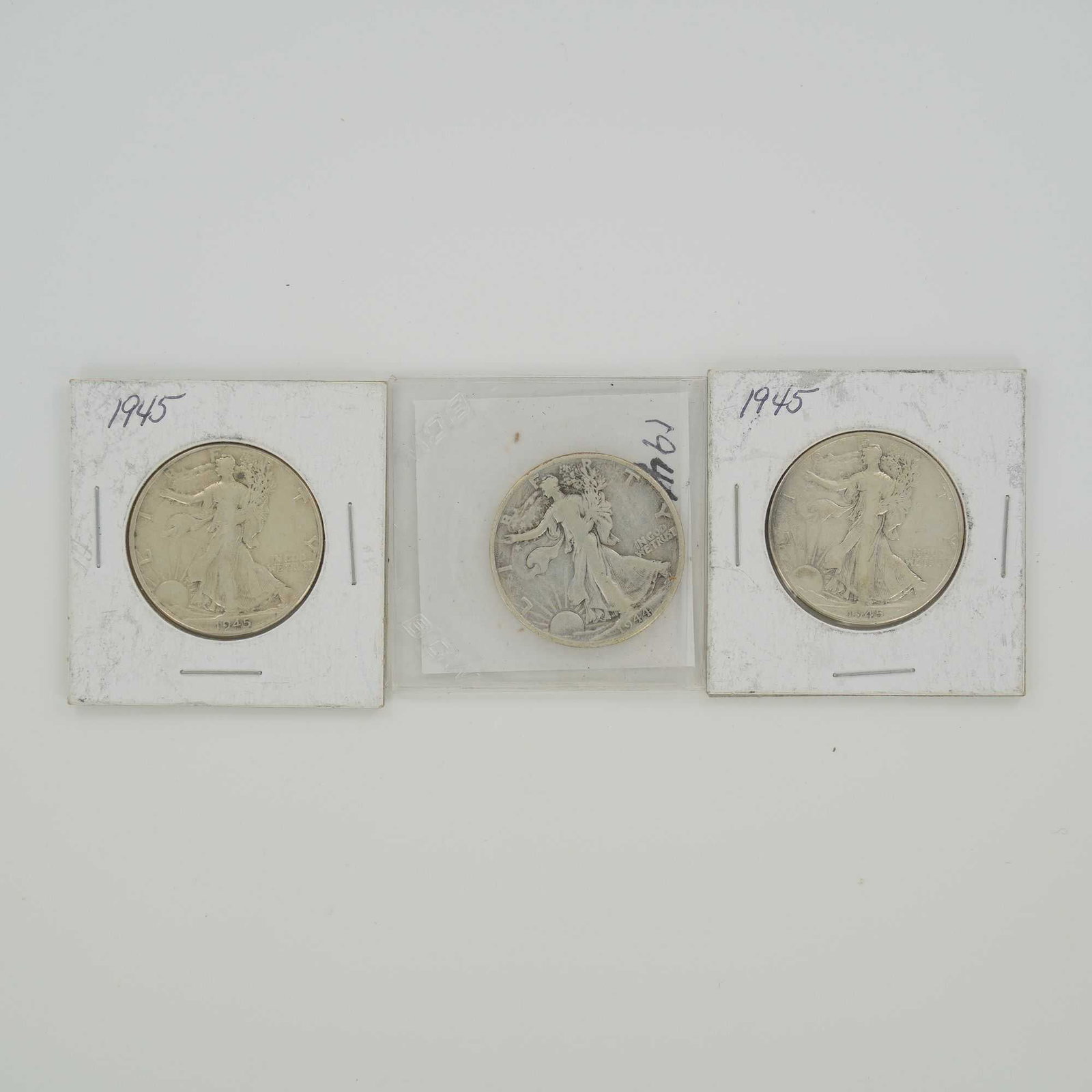 3pc US Walking Liberty 90% Silver Half Dollars, 1944-D and 1945 (1 of 4)