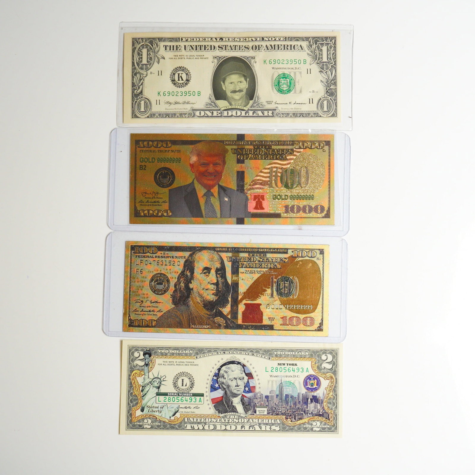 Four Modified US Banknotes and Novelty Bills (1 of 2)
