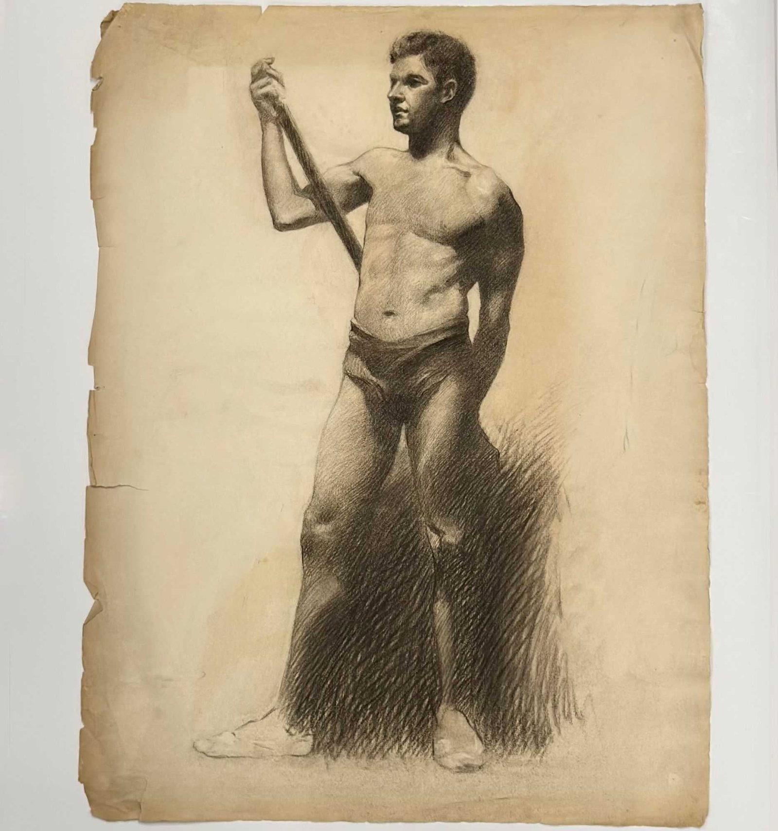 Angelo Comolli (Italian, 1863-1949), Male Nude Study with Staff, ca. 1911-1913 (1 of 5)