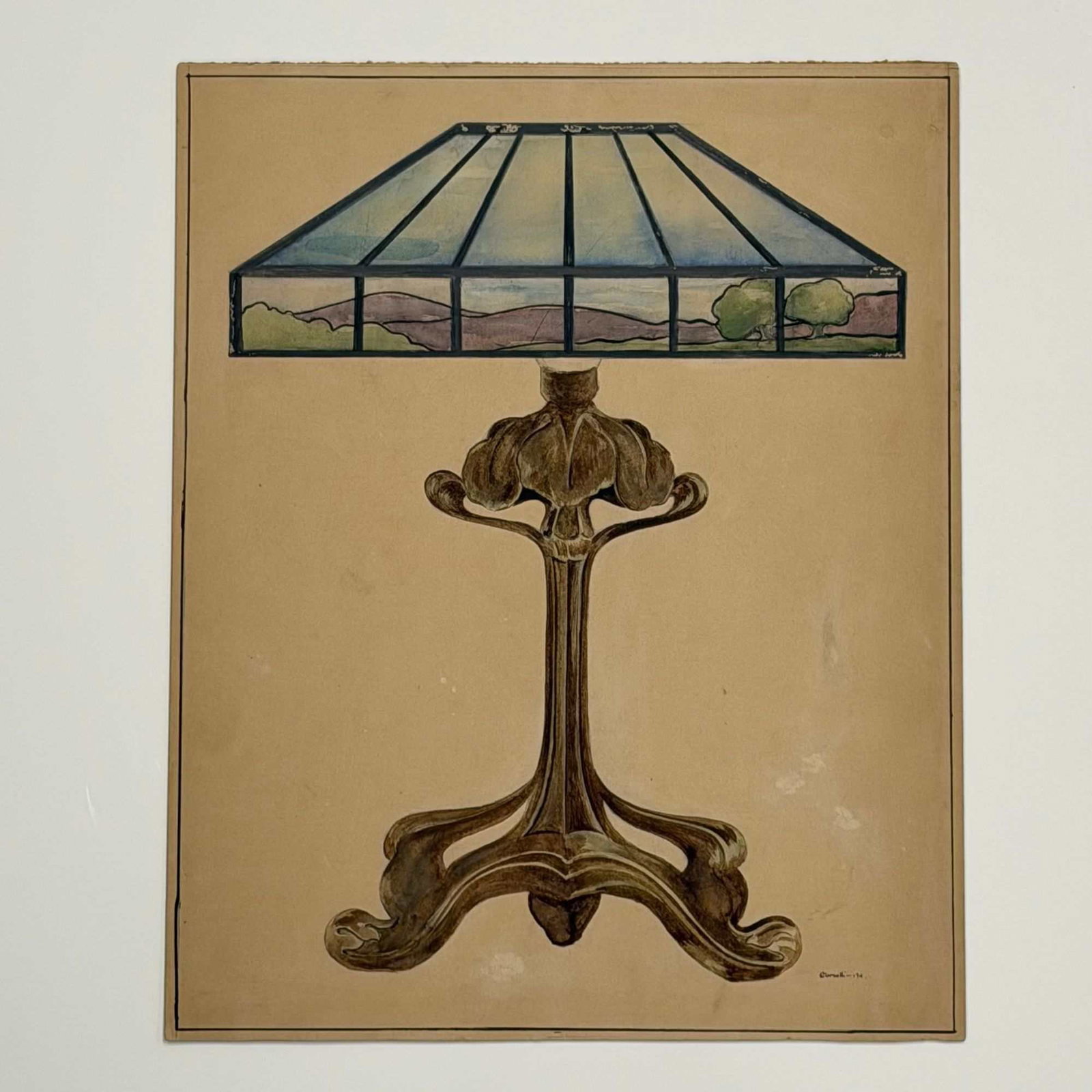 Angelo Comolli (Italian, 1863-1949), Art Nouveau Table Lamp Design, Watercolor and Ink, 1911 (1 of 5)