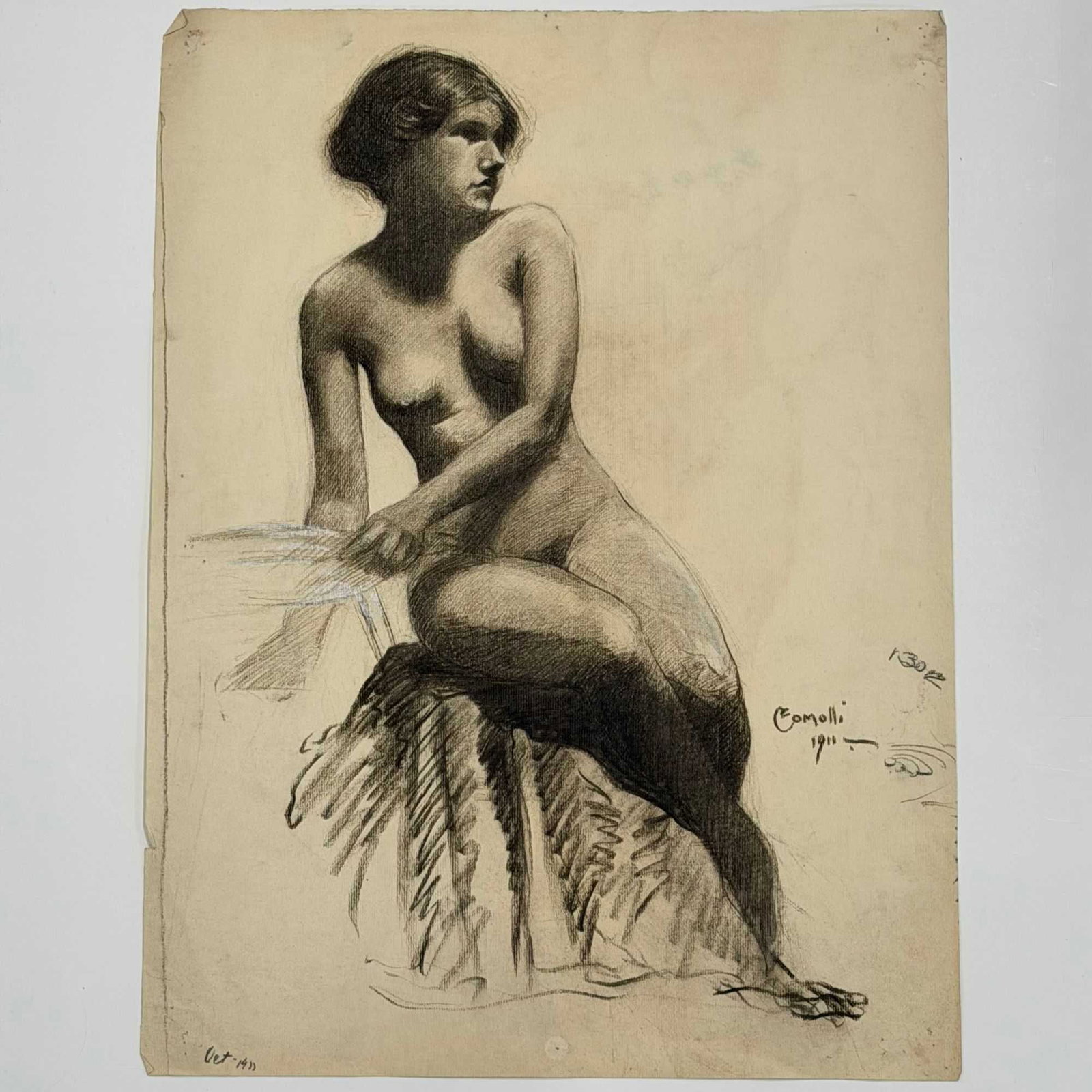 Angelo Comolli (Italian, 1863-1949), Seated Female Nude, 1911 (1 of 6)
