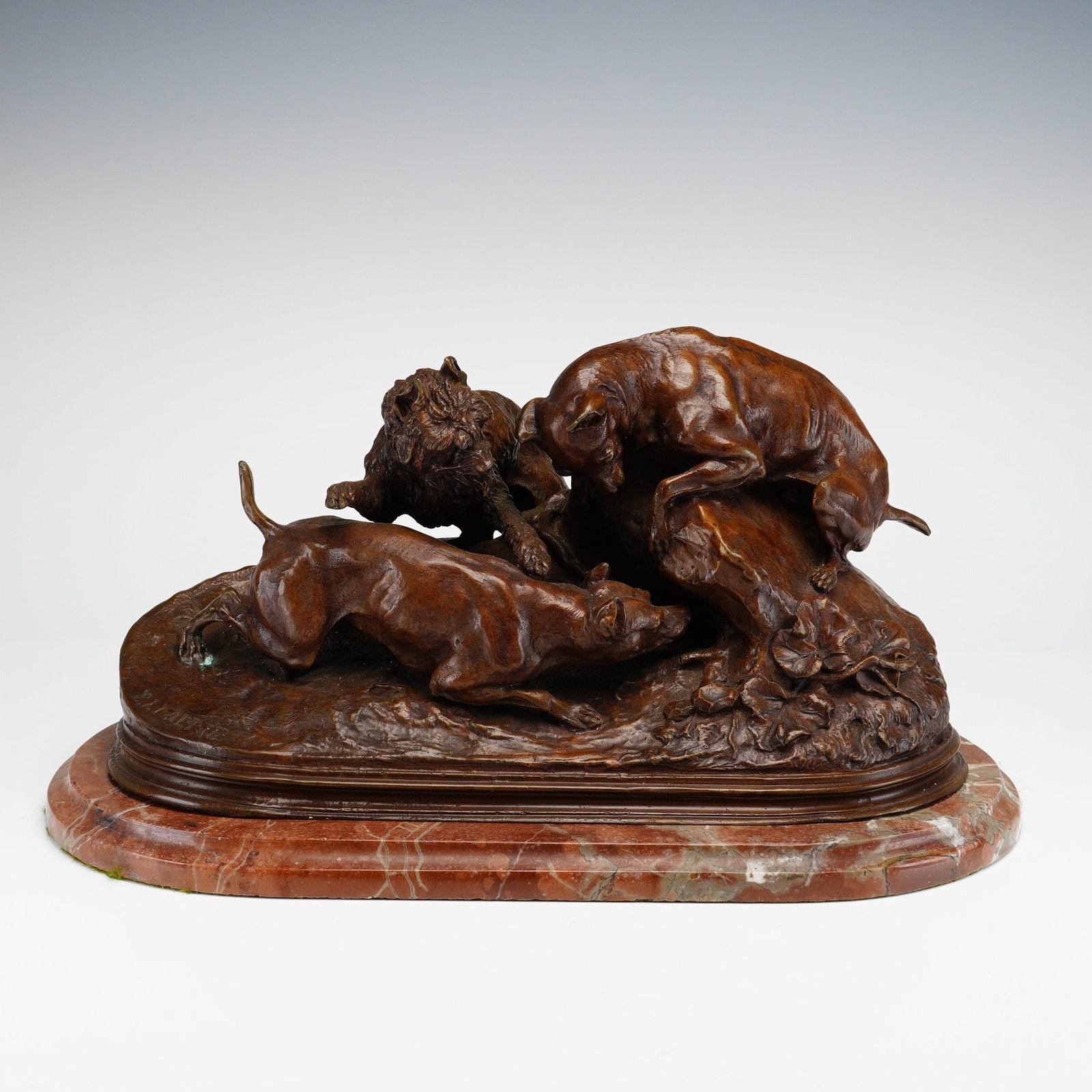 Pierre-Jules Mene French Bronze Sculpture Dogs Chasing Rabbit (1 of 4)