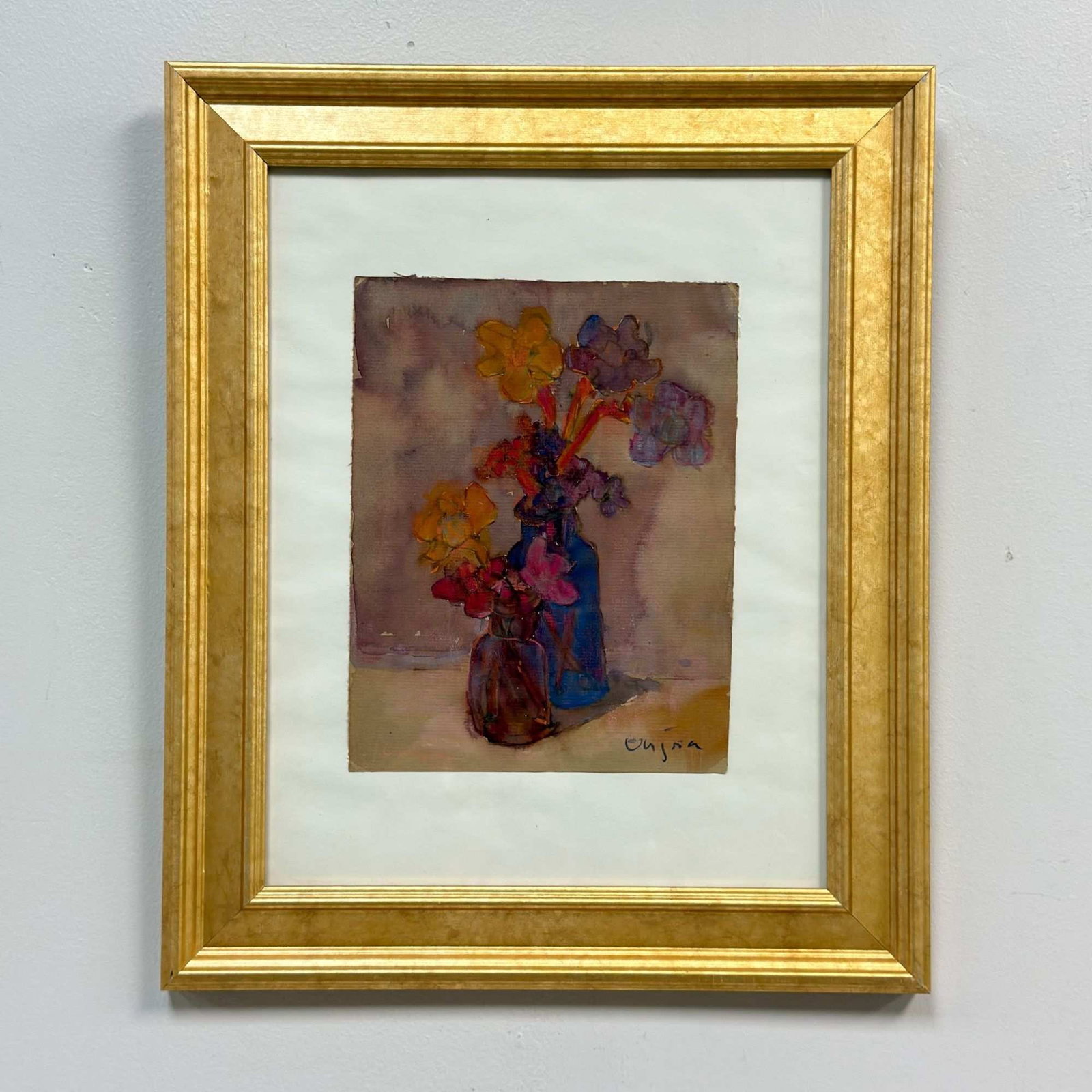 Hank Virgona (American, 1929-2019), Mixed Media Still Life with Flowers (1 of 3)