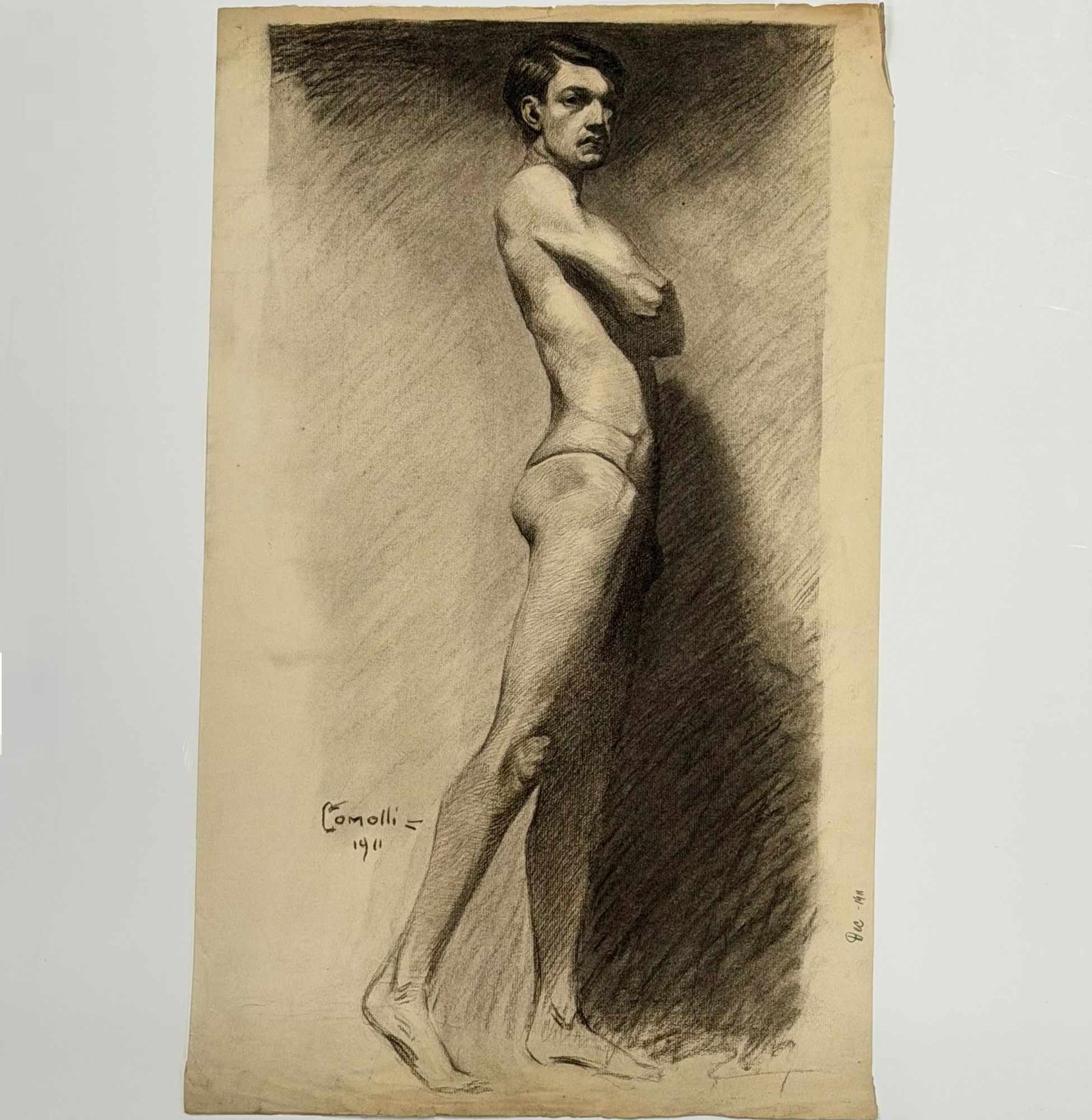 Angelo Comolli (Italian, 1863-1949), Academic Male Nude Study, 1911 (1 of 5)
