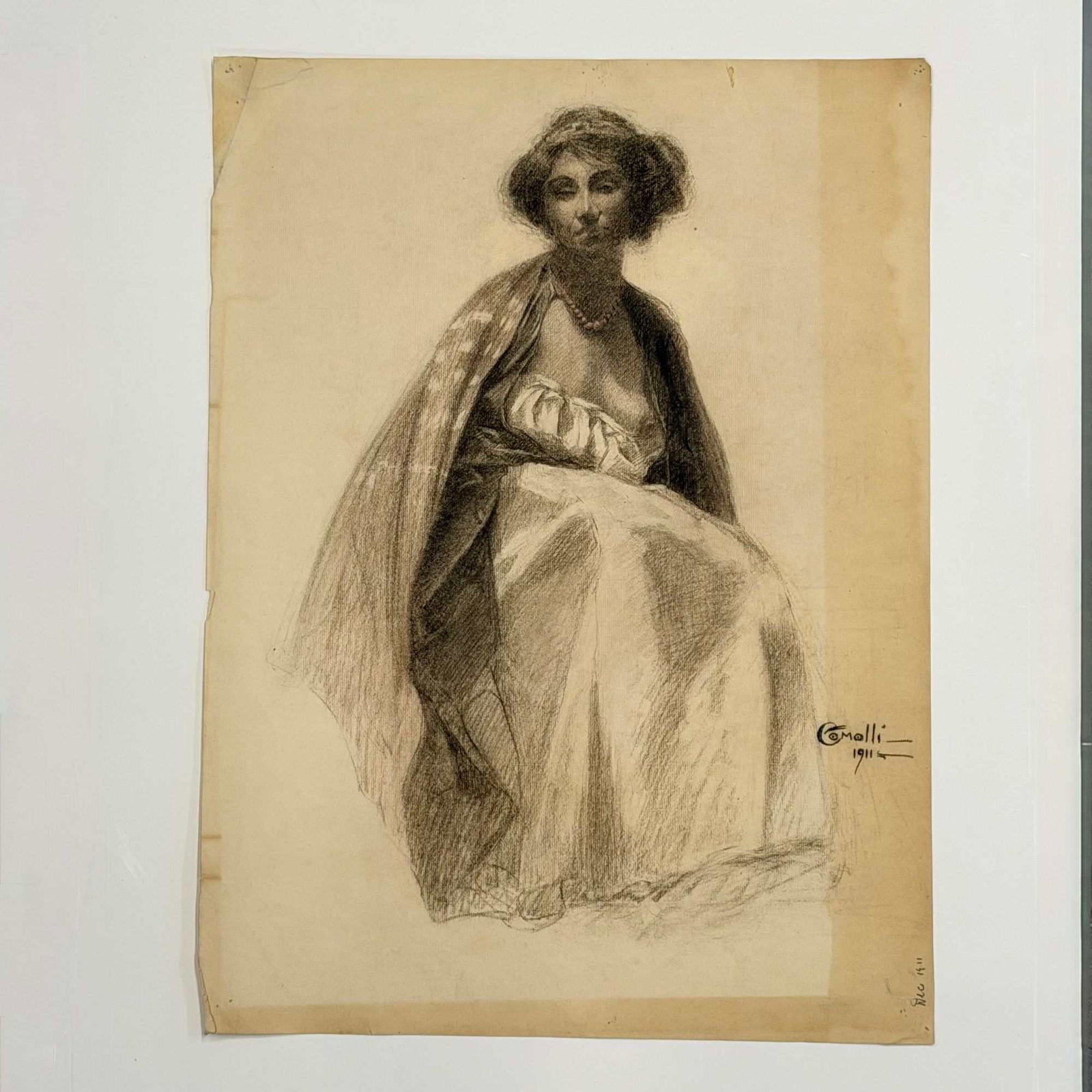 Angelo Comolli (Italian, 1863-1949), Female Figurative Drawing, 1911 (1 of 7)