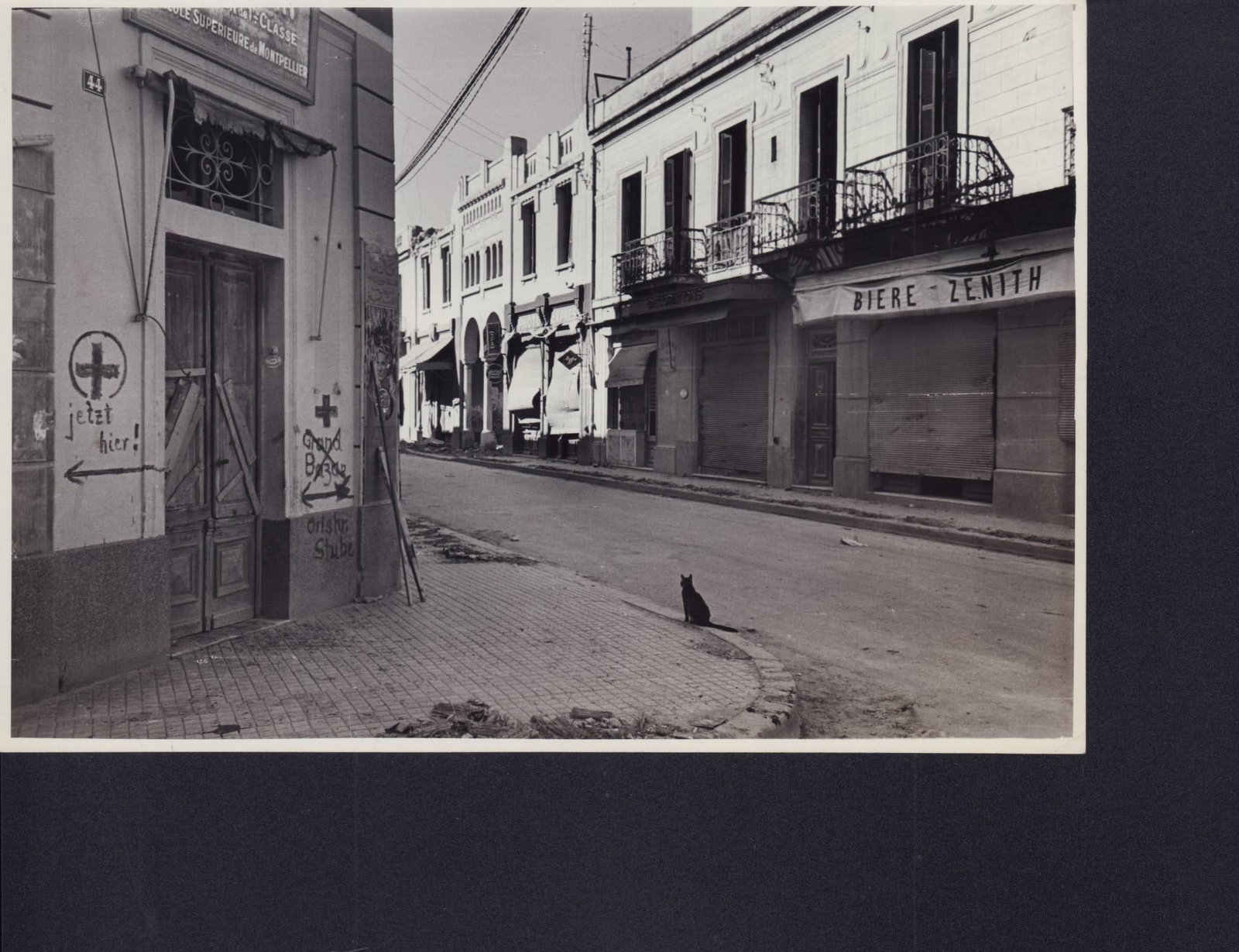 Gelatin Silver Print by Eliot Elisofon, Street Scene with Black Cat and Graffiti (1 of 2)