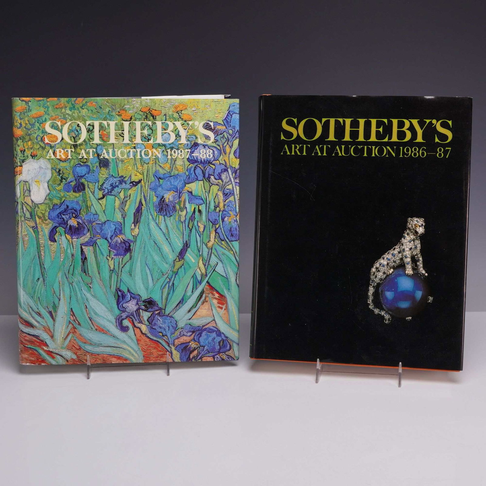 2pc Sotheby's Art at Auction Books 1986-87 and 1987-88. Fogg, G. and S. Liddell, eds. Sotheby's: This lot features a 2pc set of Sotheby's Art at Auction books, serving as the annual reviews for the 1986-87 and 1987-88 seasons. These volumes are publisher's cloth hardcovers in quarto format, compl