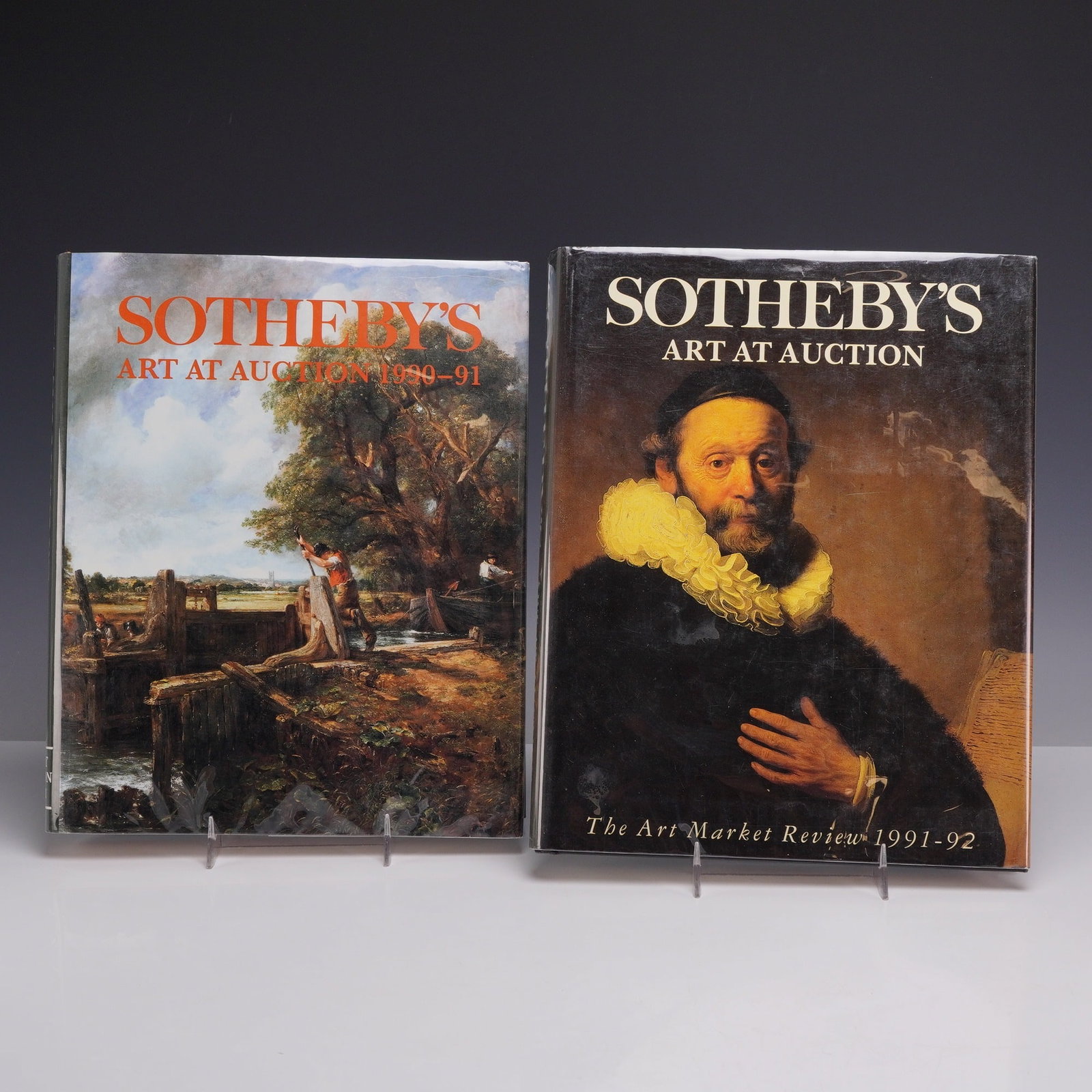 2pc Sotheby's Art at Auction Books 1990-91 and 1991-92. Prideaux, Sally (Ed).Philip Wilson: This 2pc Sotheby's Art Auction Books collection includes two hardcover volumes documenting the international auction house's seasonal market reviews. The first volume is Sotheby's Art at Auction