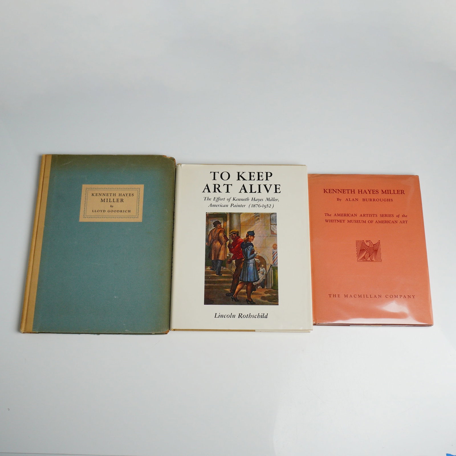 Three Kenneth Hayes Miller Hardcover Monographs by Goodrich, Rothschild, and Burroughs, 1930??"1974: This lot of 3 Kenneth Hayes Miller books comprises a collection of monographic studies on the American painter (1876??"1952). The first volume is Kenneth Hayes Miller by Lloyd Goodrich, published by
