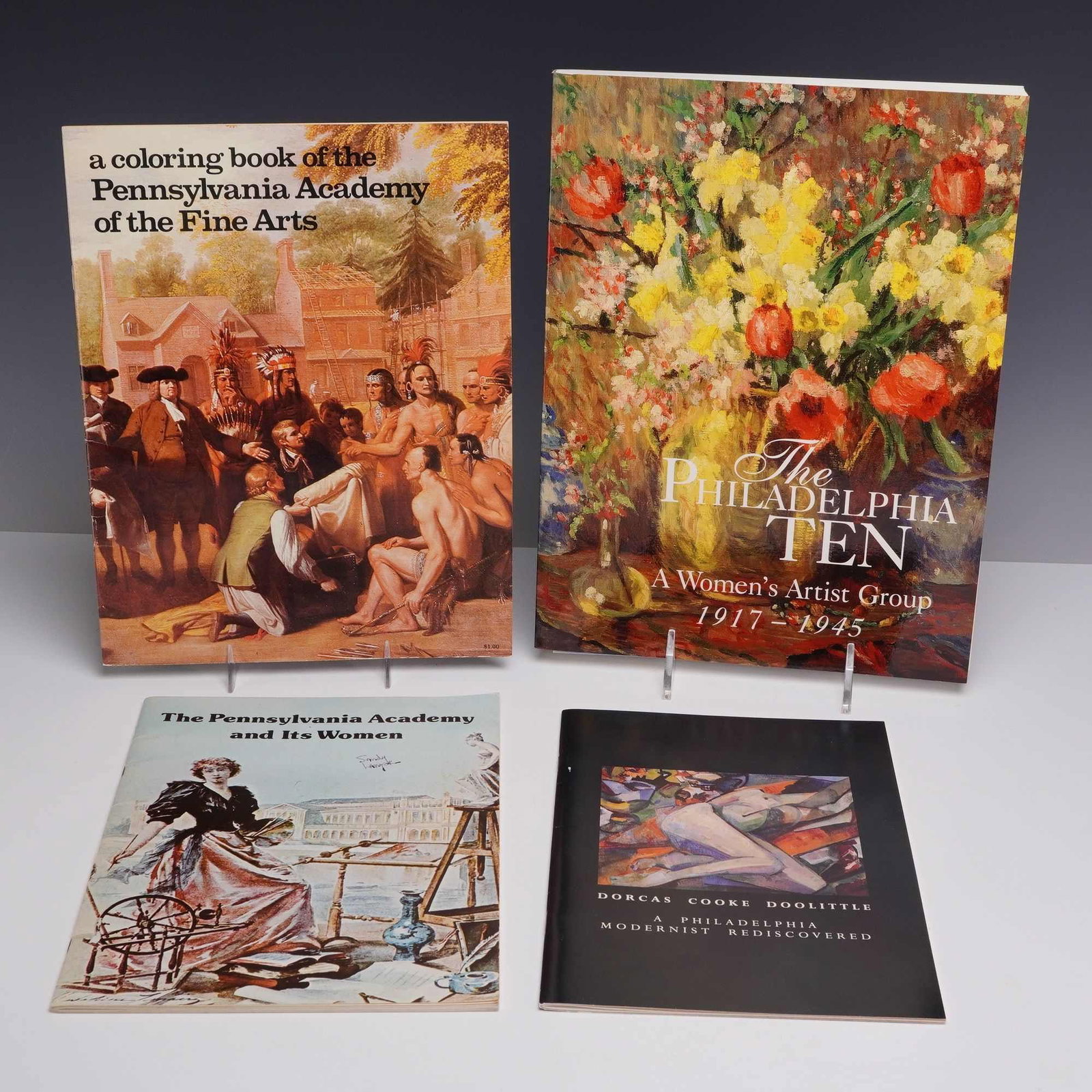 A Group of 4 Pennsylvania Art History Books and Exhibition Catalogs. Various Publishers.: This collection consists of 4 softcover publications focused on Pennsylvania-based art and history. The first volume is titled The Philadelphia Ten: A Women's Artist Group 1917 to 1945 by Page
