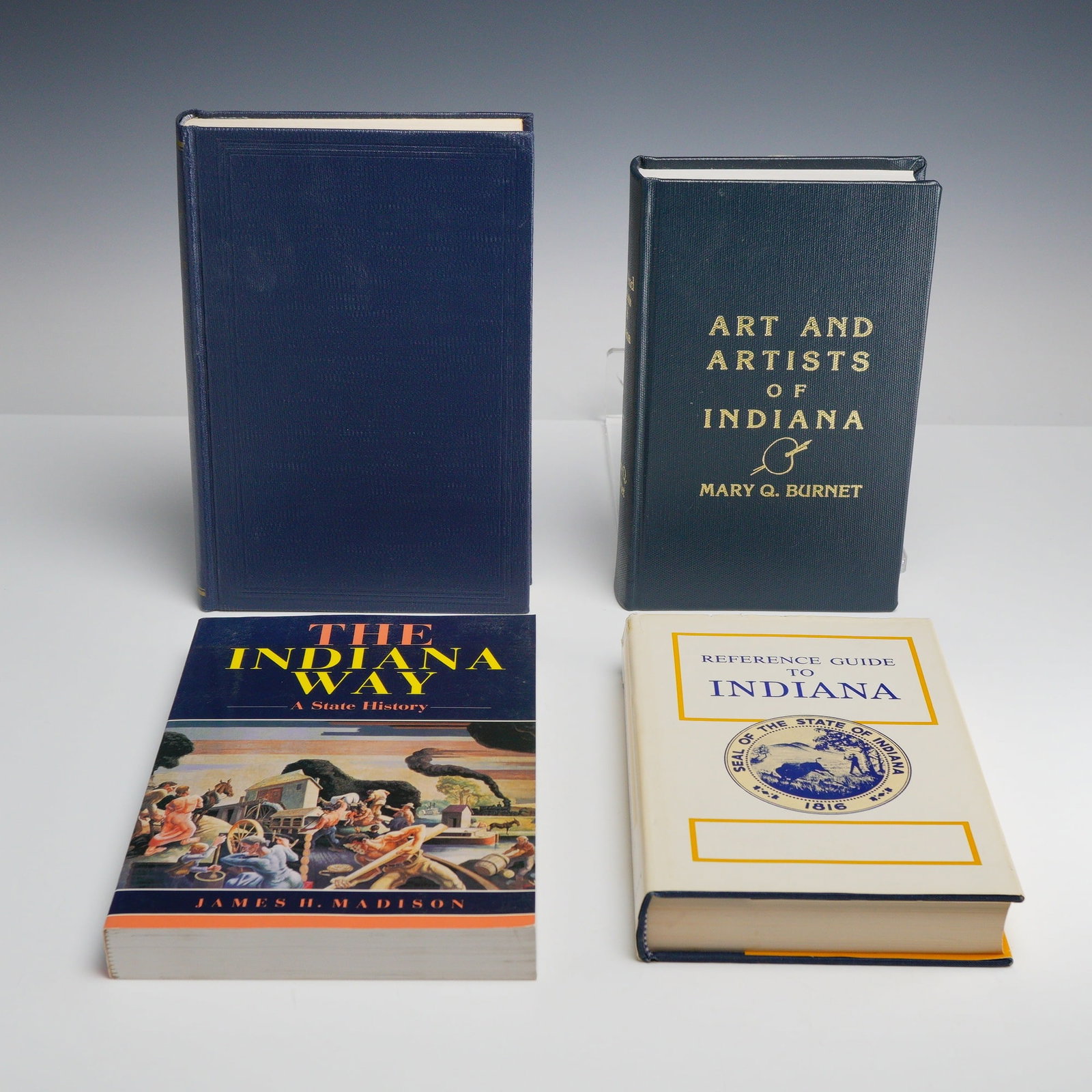 Four Hardcover Books on Indiana History, Art, and Literature. Various Publishers, 1962-1993.: This lot comprises four volumes focused on the cultural and historical development of the state of Indiana. Included is A History of Indiana Literature by Arthur W. Shumaker, published by the Indiana