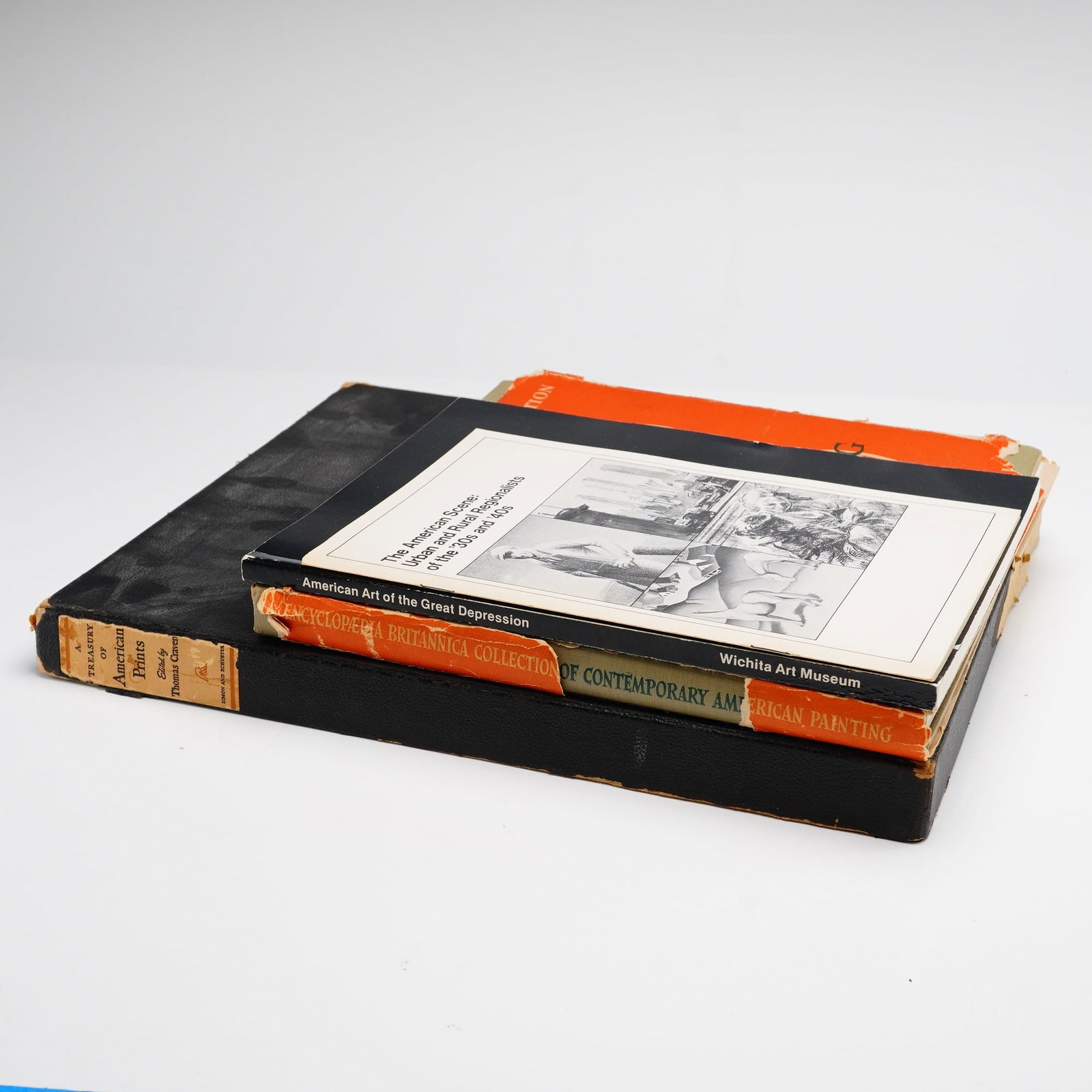 4pc American Art Books and Exhibition Catalogs: A collection of four art books and exhibition catalogs focusing on American Regionalism and art of the Great Depression, comprising both hardcover and trade paperback editions. The primary work is A