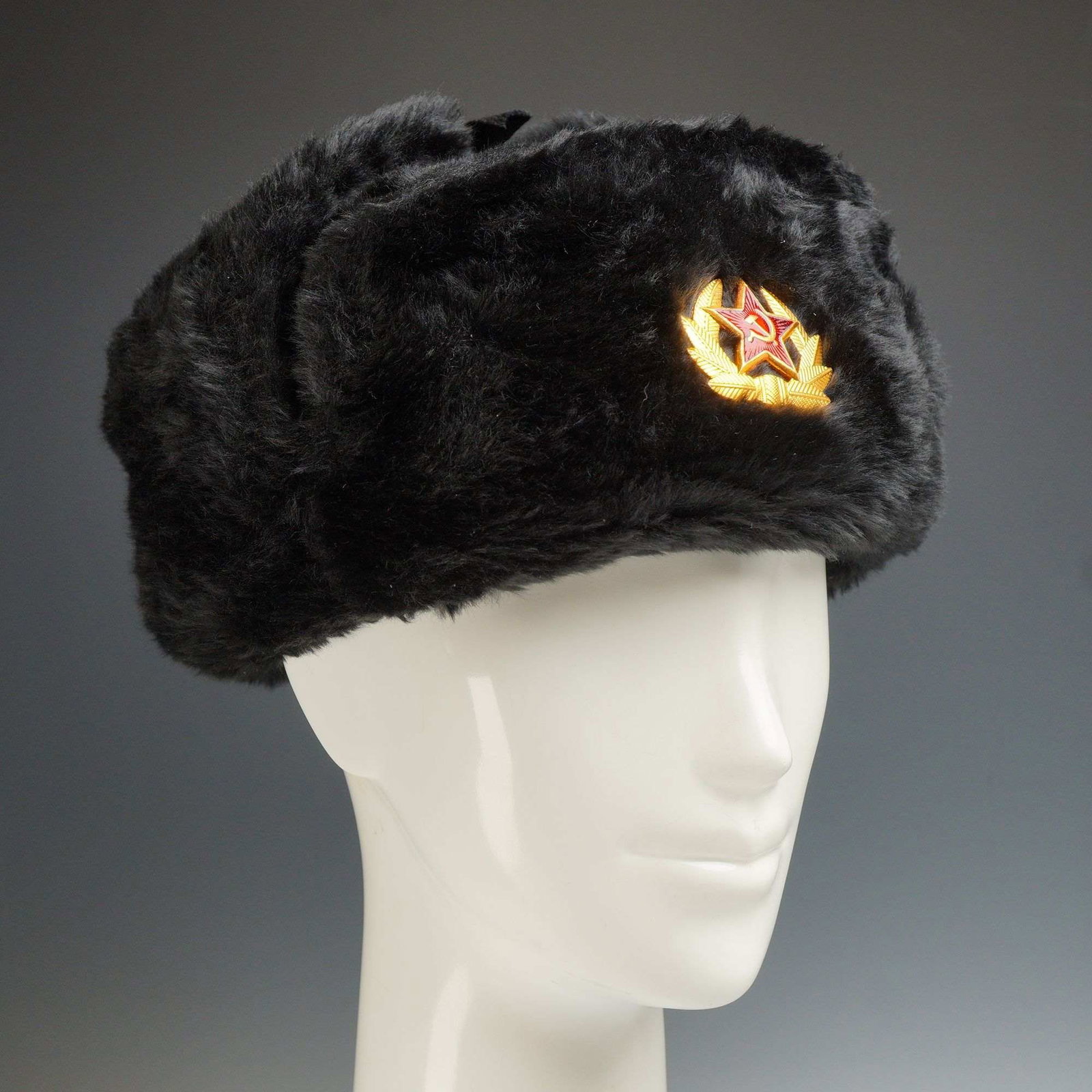 Contemporary Black Faux Fur Ushanka with Soviet Style Cockade (1 of 4)