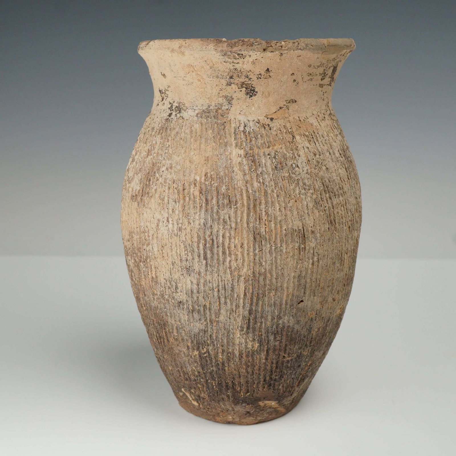 Chinese Neolithic Style Cord-Impressed Pottery Jar (1 of 3)