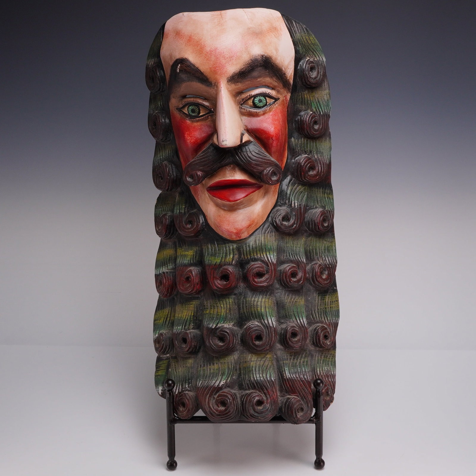 Mexican Polychrome Carved Wood Folk Art Mask (1 of 3)