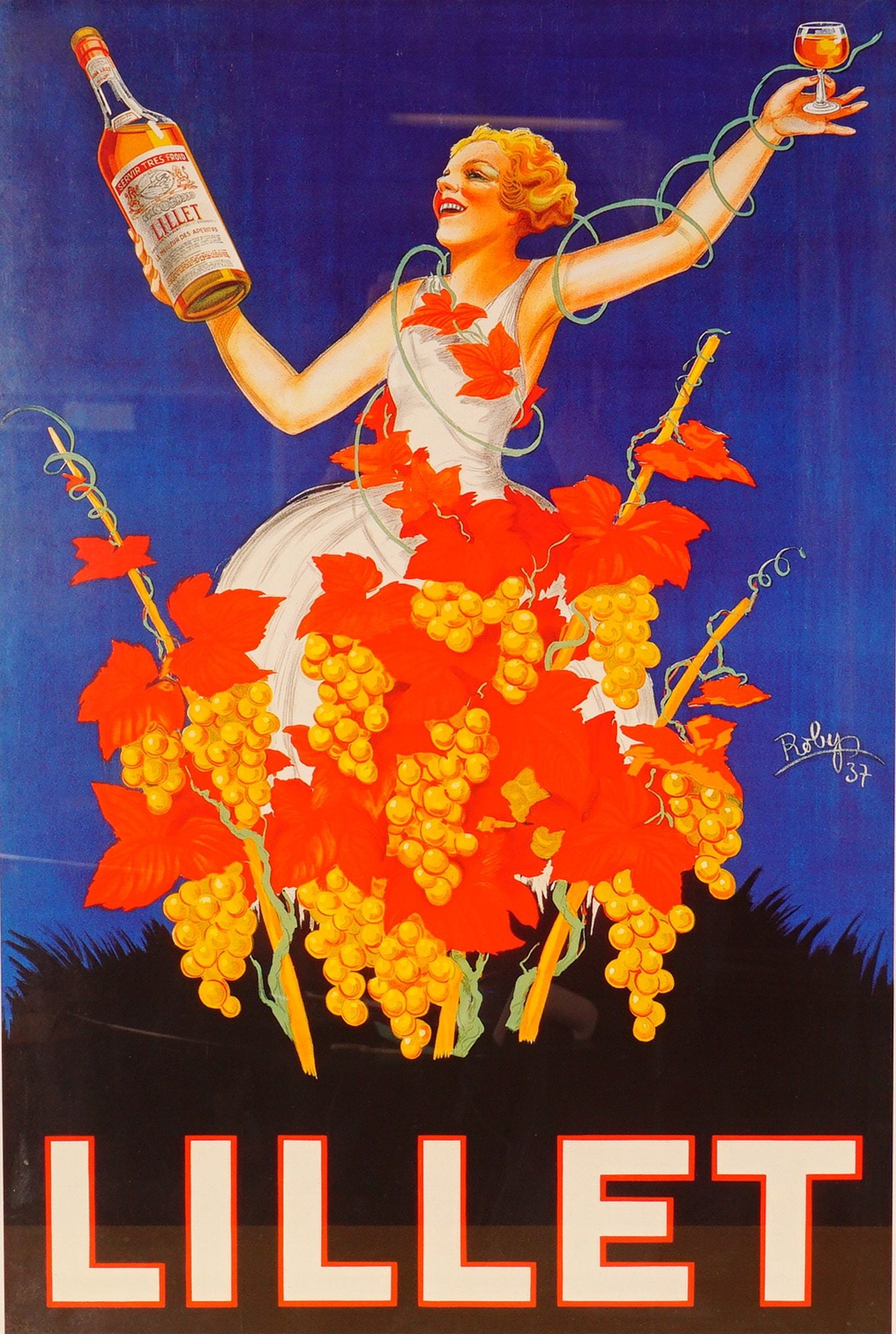 Framed Art Deco Lillet Advertising Poster after Roby (1 of 5)