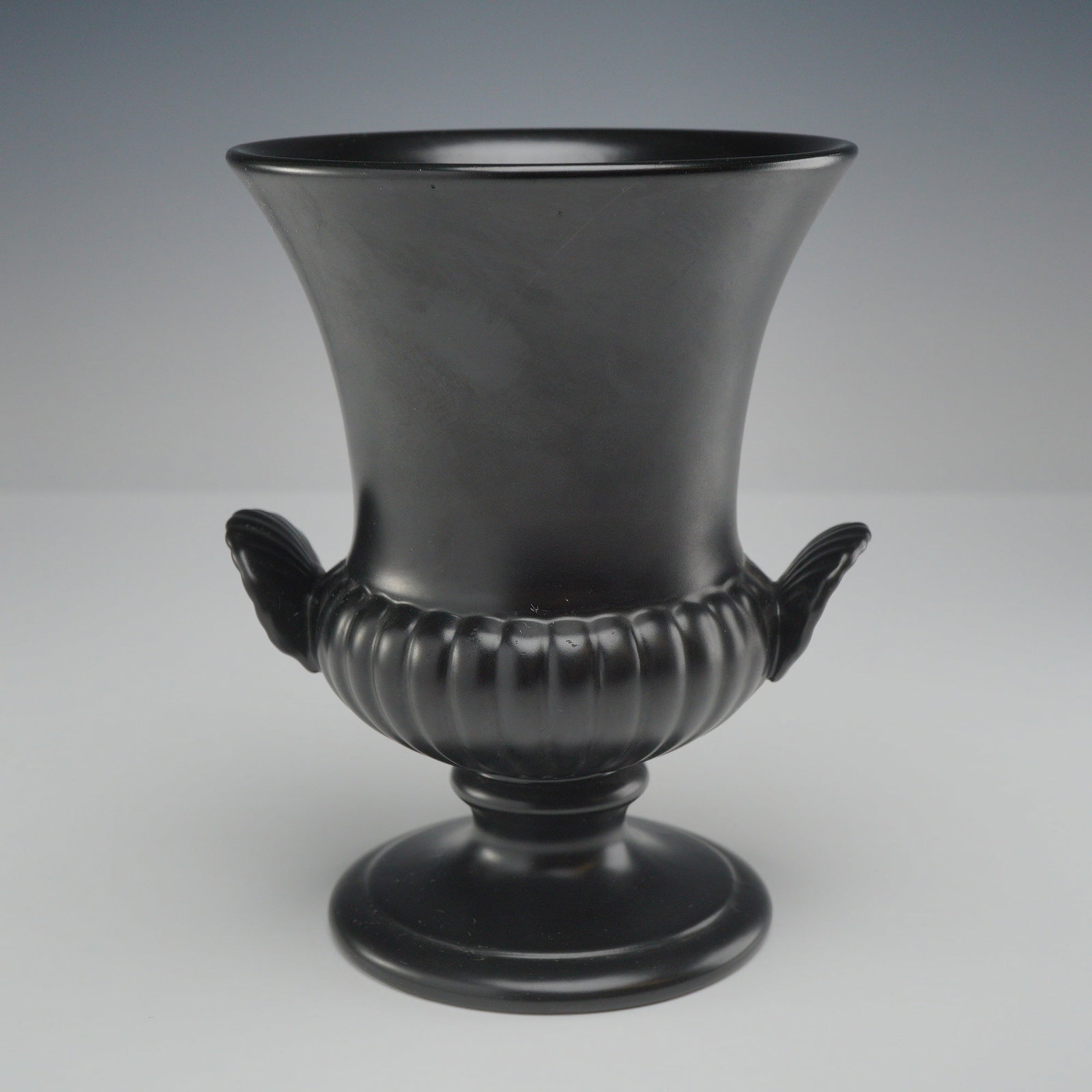 Wedgwood Footed Vase, Ravenstone Matte Black (1 of 3)