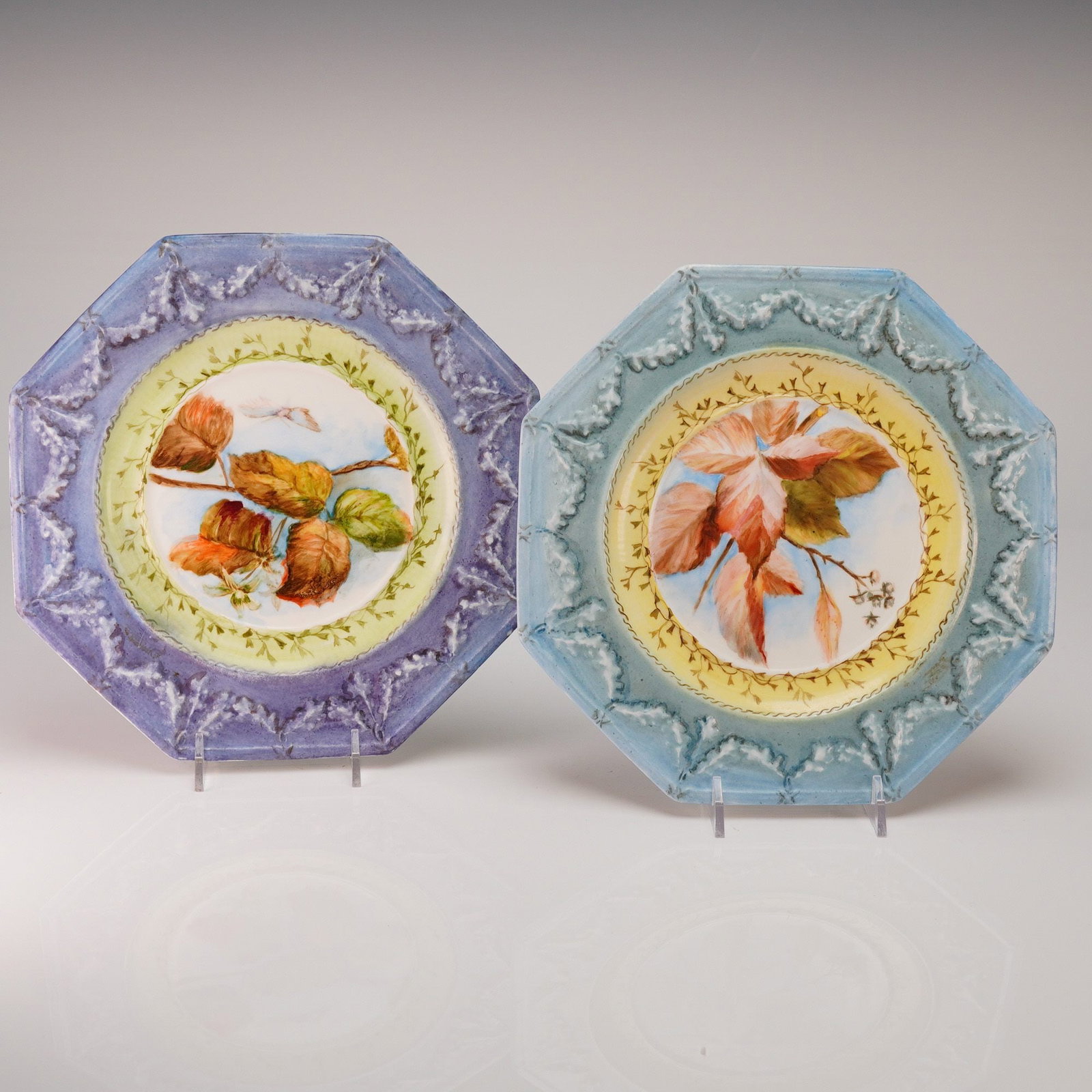 2pc Wedgwood Hand Painted Victorian Majolica Plates (1 of 2)